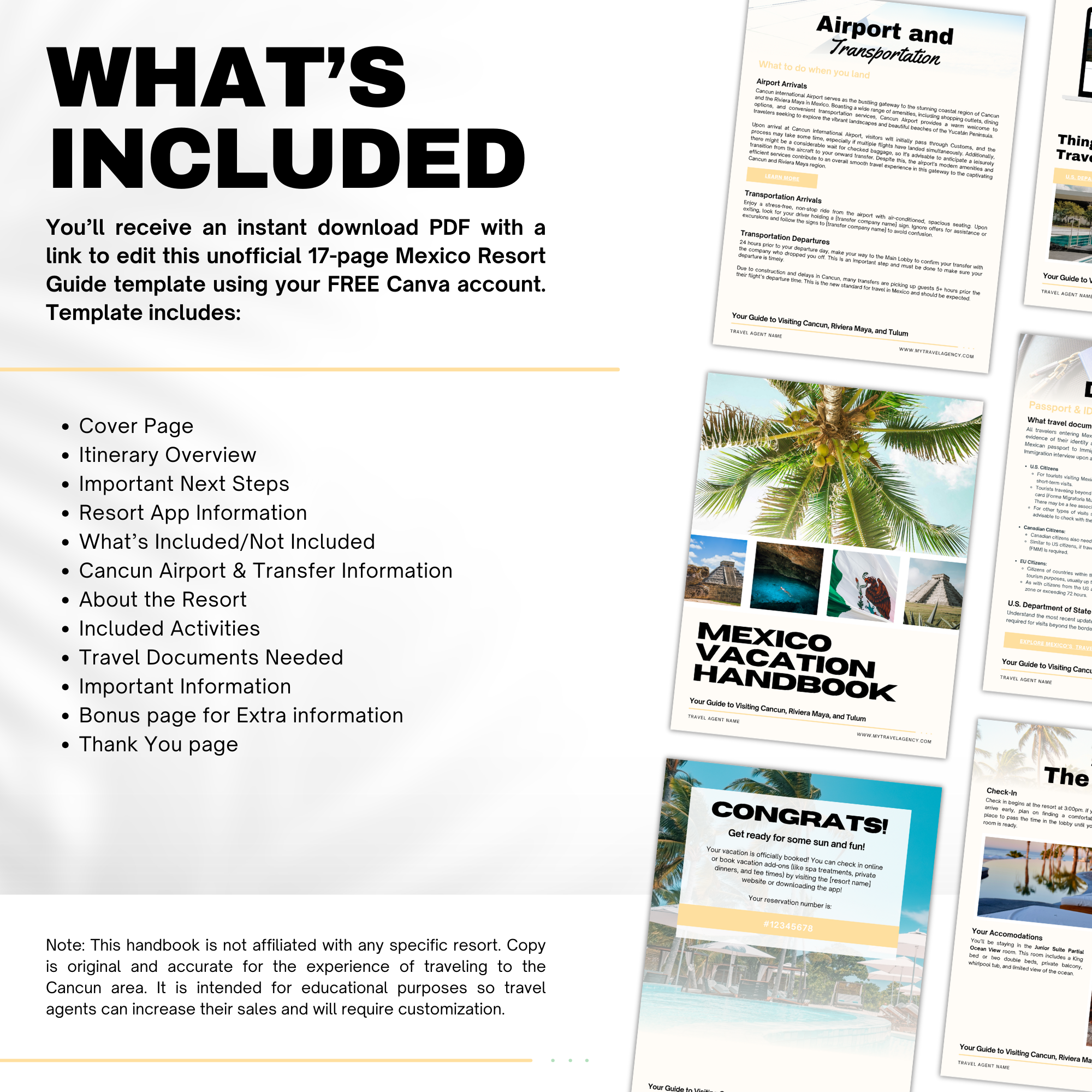 Mexico Resort Vacation Guide Template for Travel Agents
