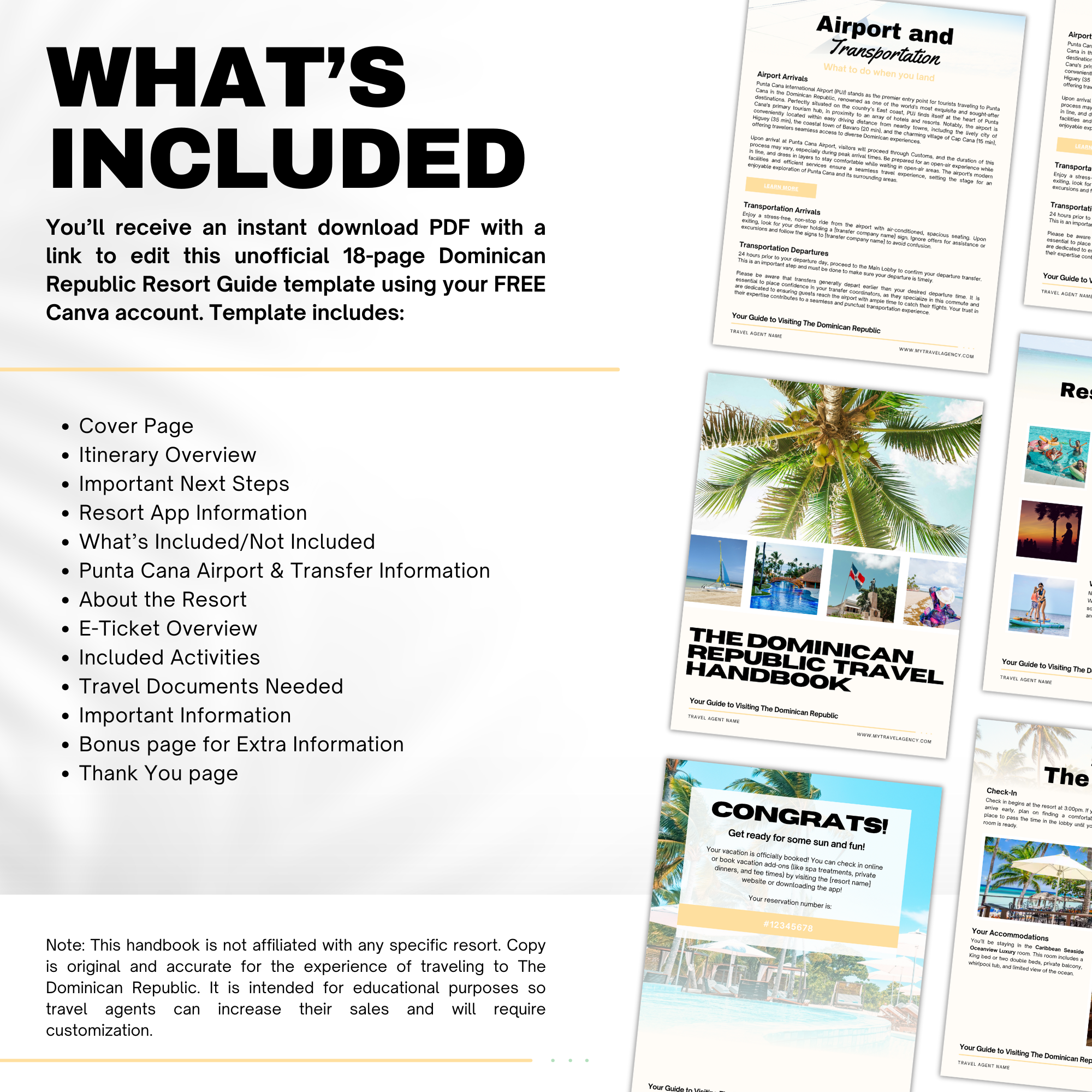 Dominican Republic Resort Guide Template | Travel Agent Tool