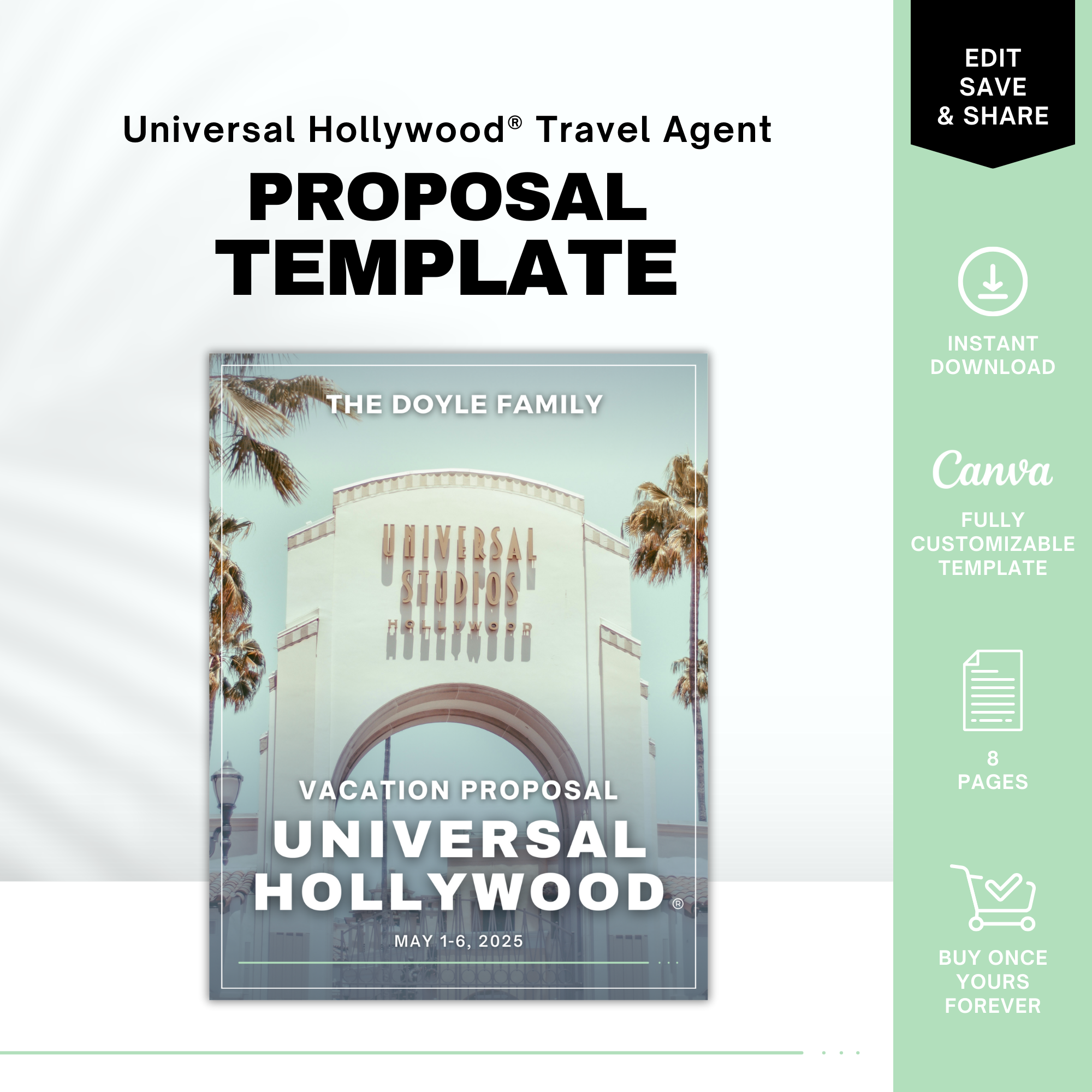 Universal Hollywood Travel Agent Proposal Template for Canva