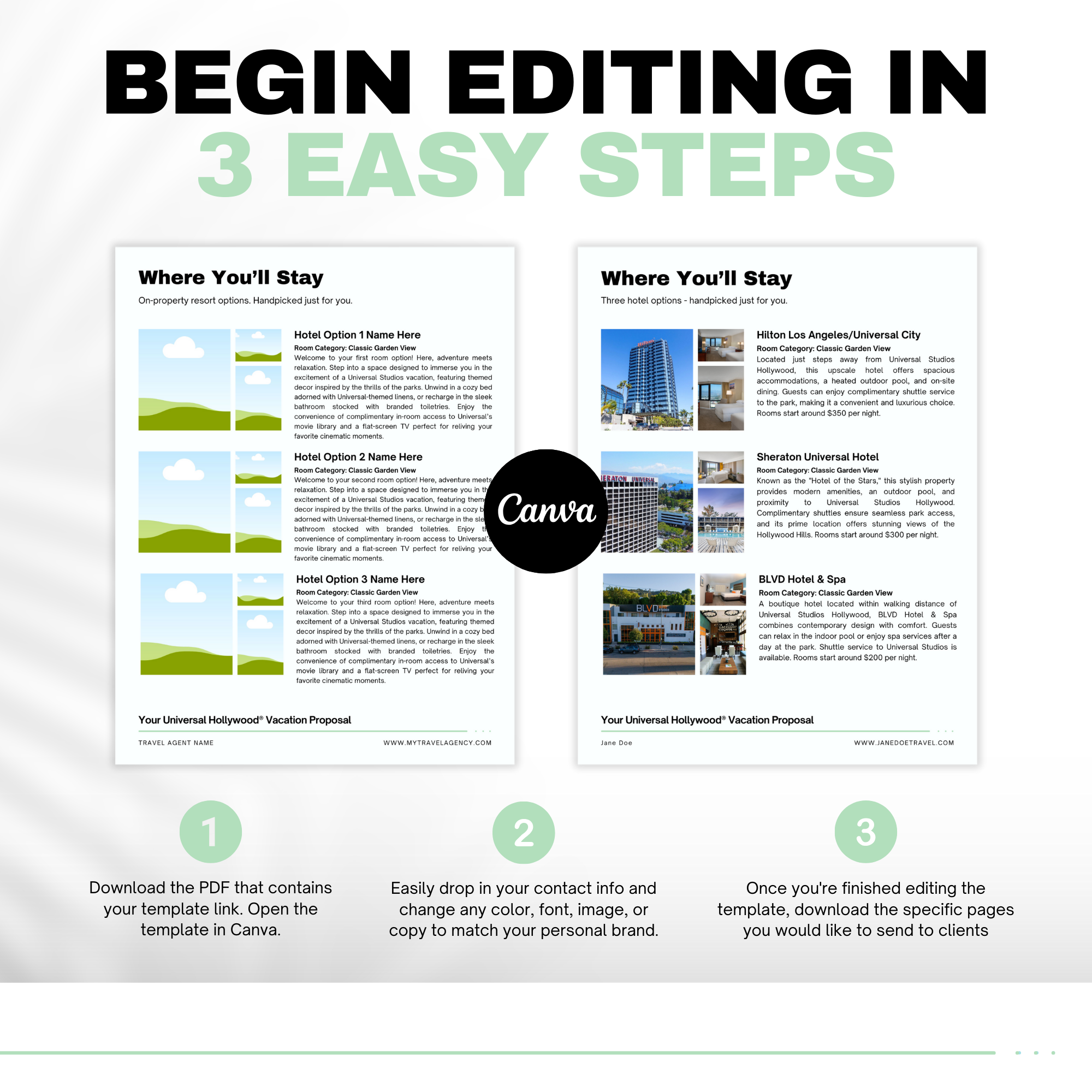 Universal Hollywood Travel Agent Proposal Template for Canva