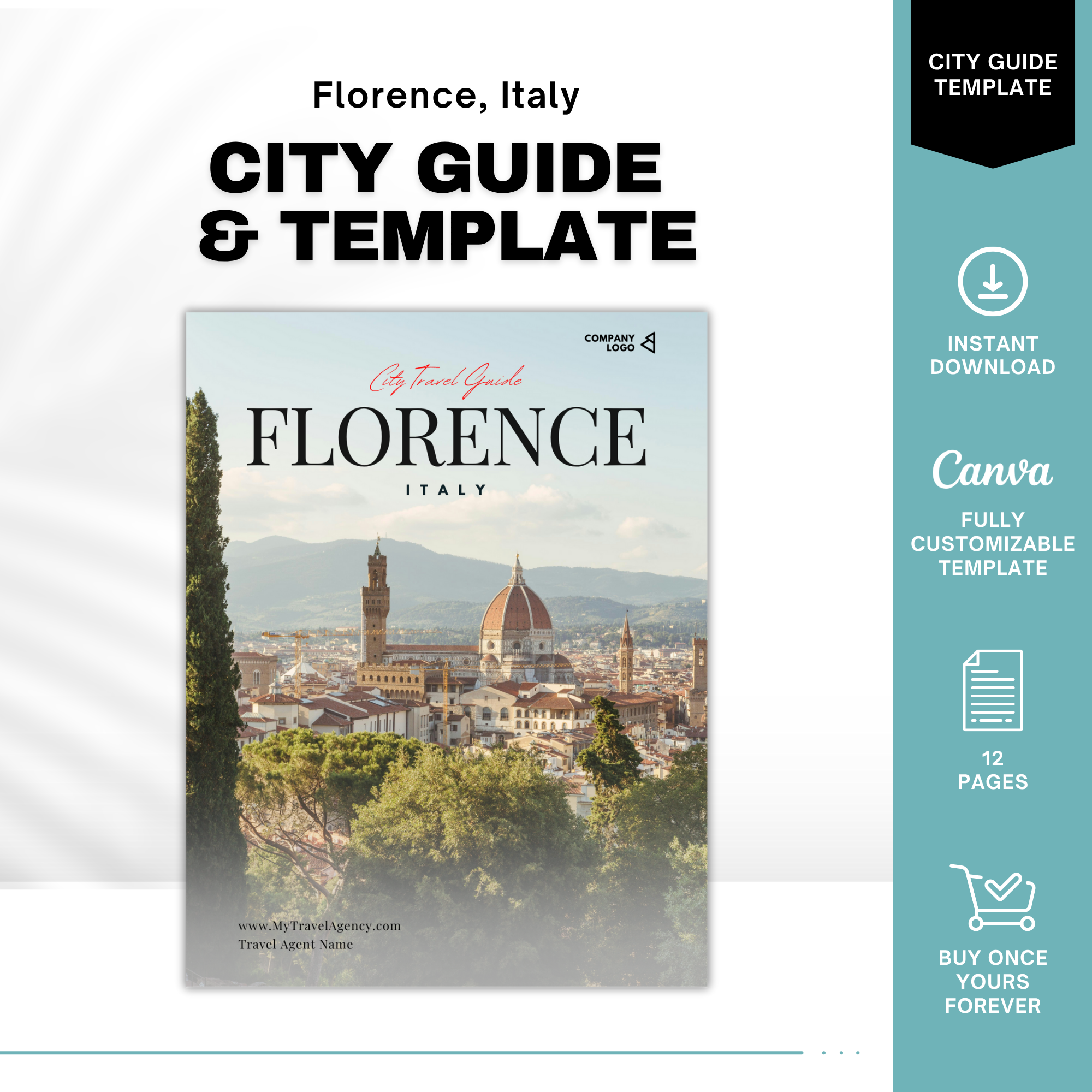 Florence Italy Travel Agent City Guide Template | Canva Template