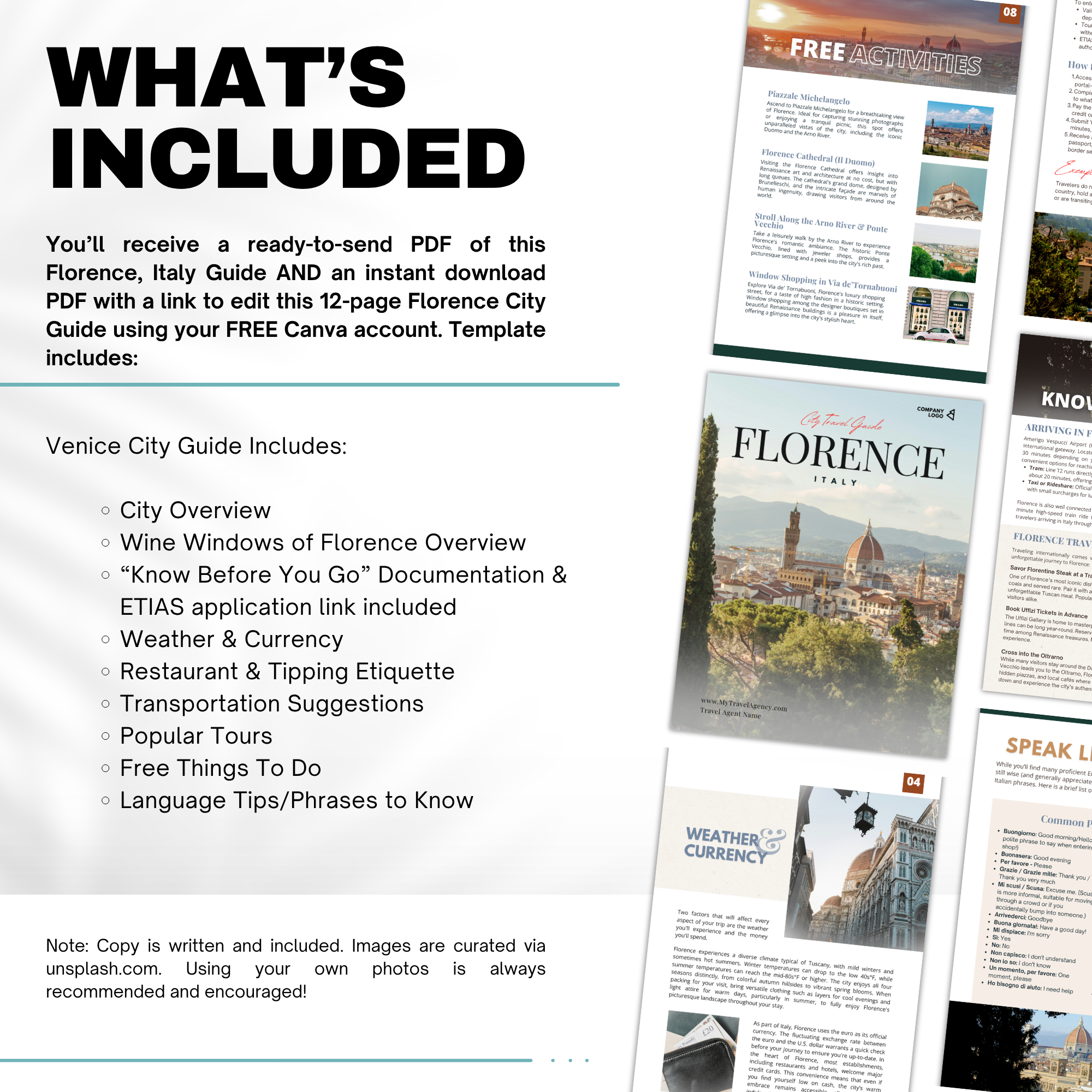 Florence Italy Travel Agent City Guide Template | Canva Template