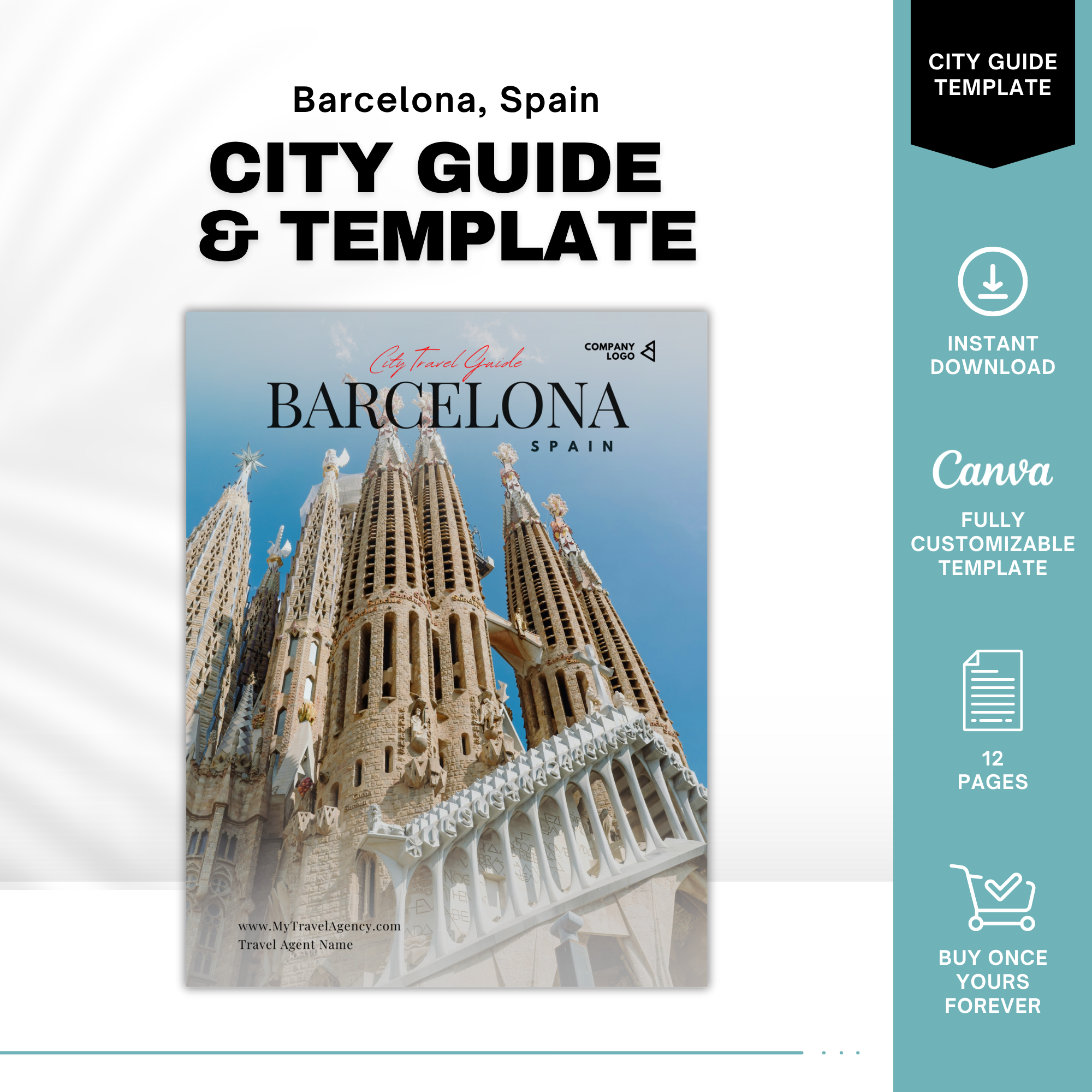 Barcelona Travel Agent City Guide Template | Canva Template
