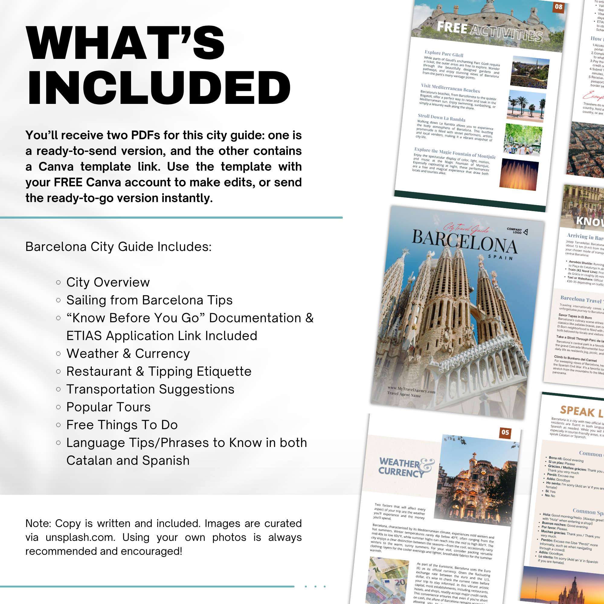Barcelona Travel Agent City Guide Template | Canva Template