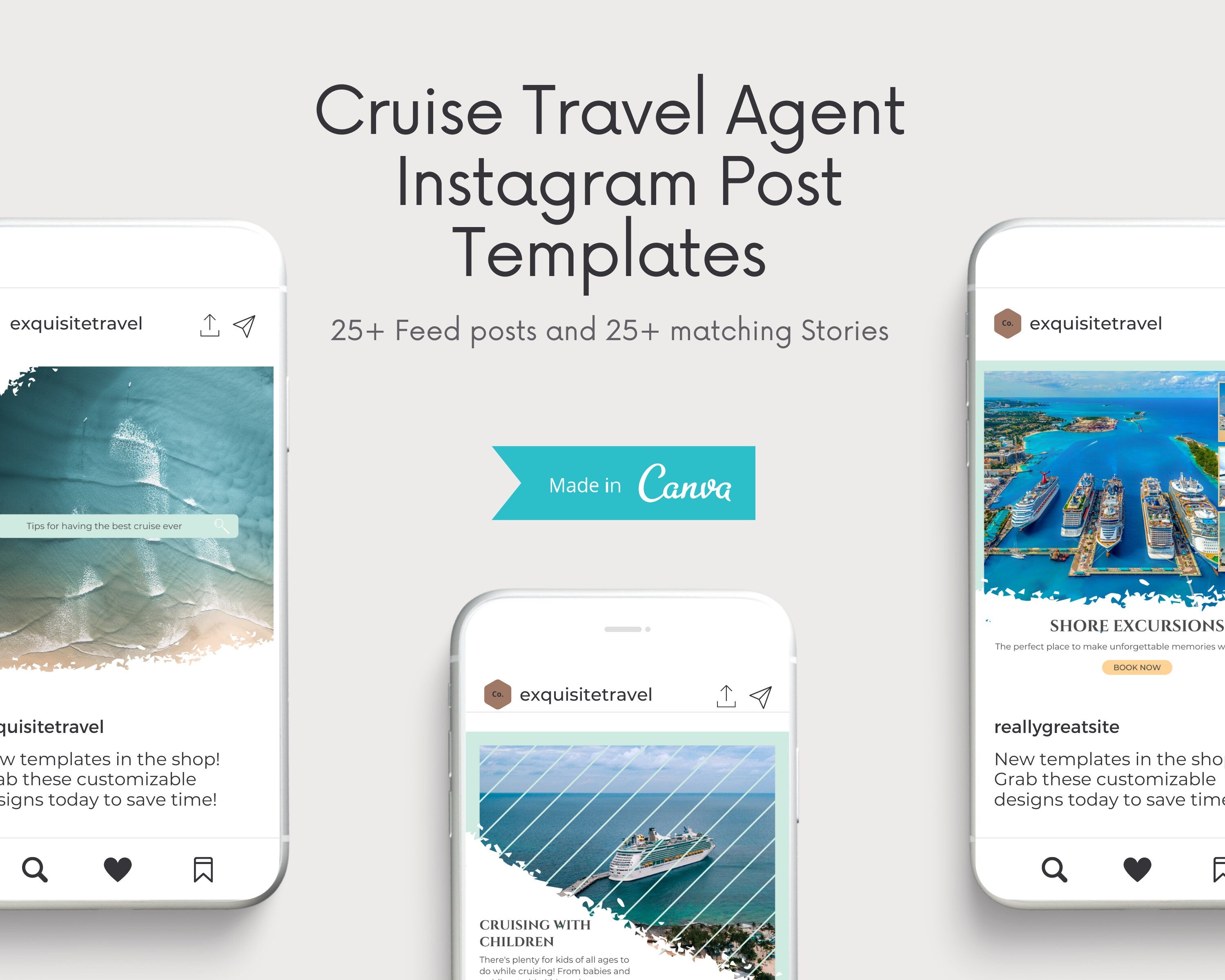 50 Cruise Travel Agent Social Posts: Feed & Stories Bundle