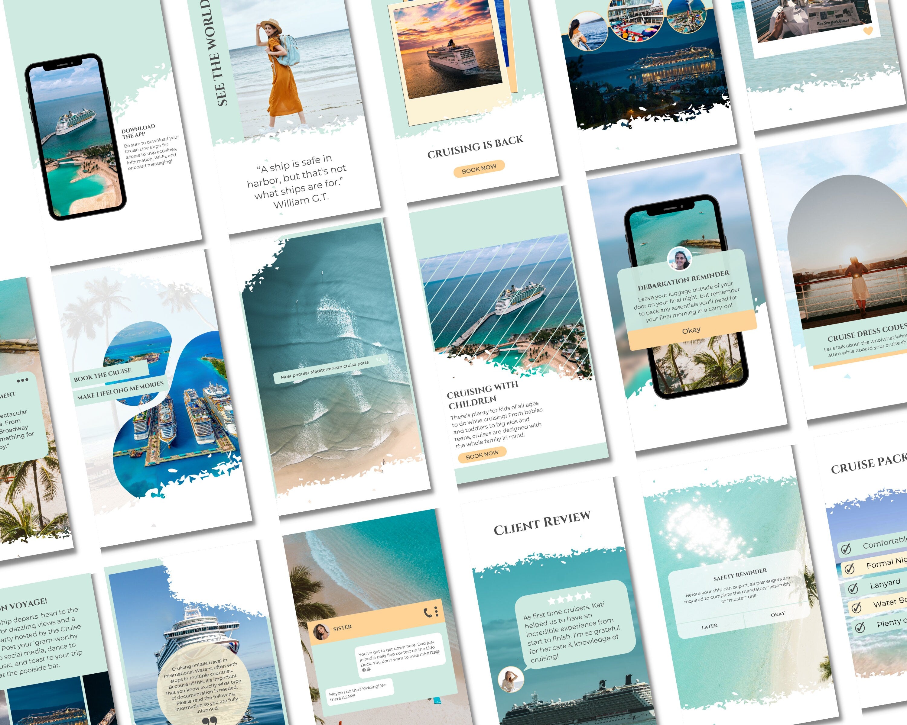 50 Cruise Travel Agent Social Posts: Feed & Stories Bundle