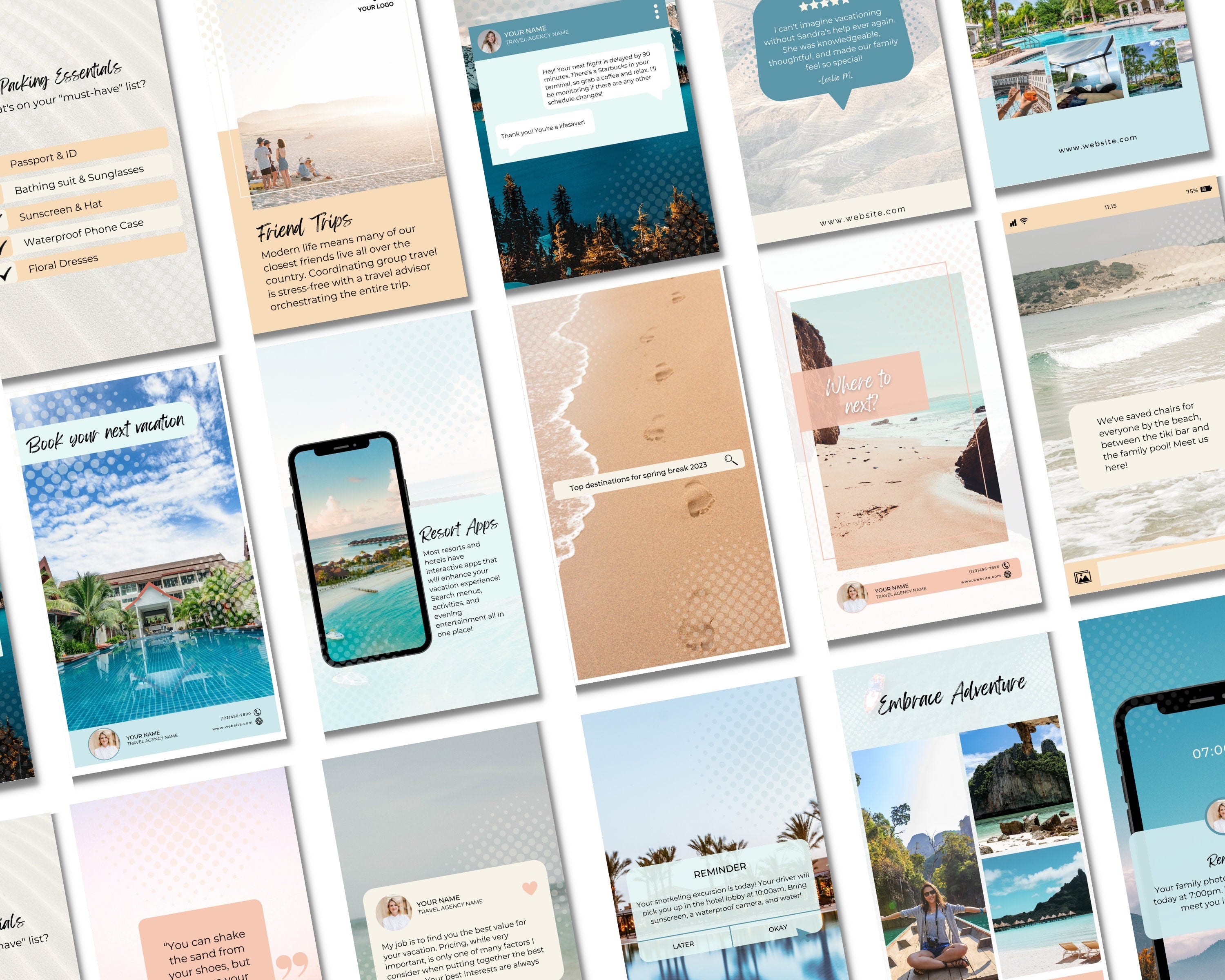 Travel Agent Social Media Posts, Travel Agent Stories, Travel Agent Template