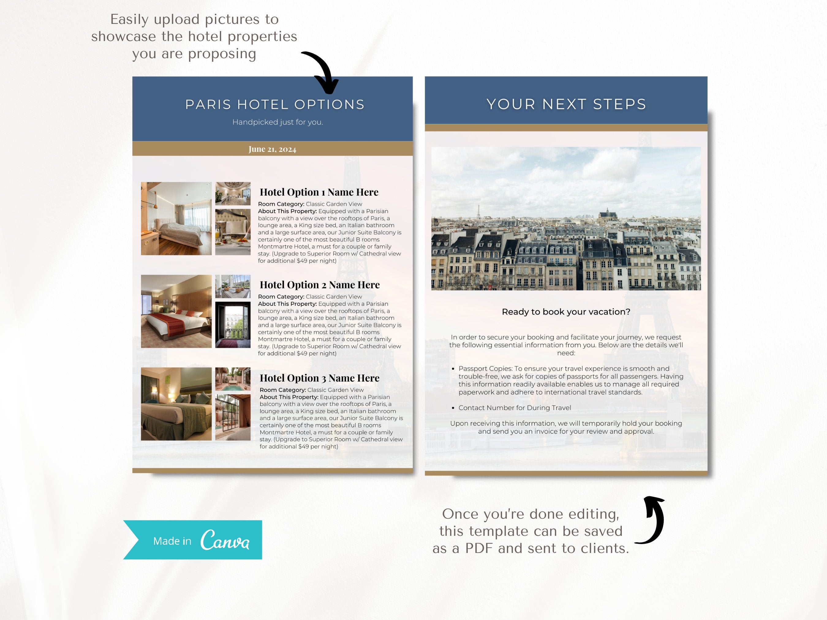 France Vacation Proposal Template, Paris Travel Proposal, Travel Agent Europe Itinerary