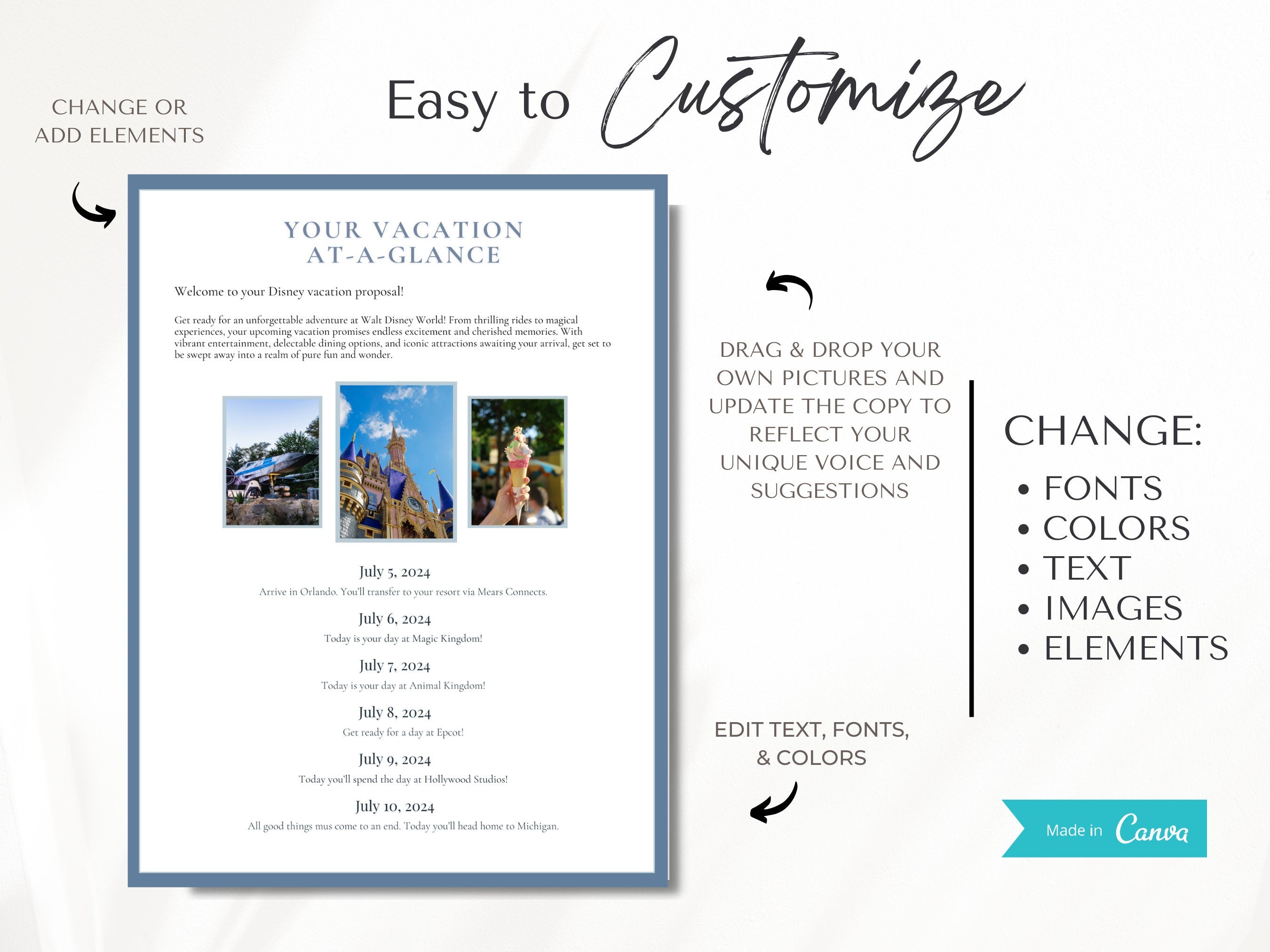 Simple Proposal Template Bundle, Theme Park Vacation Proposal