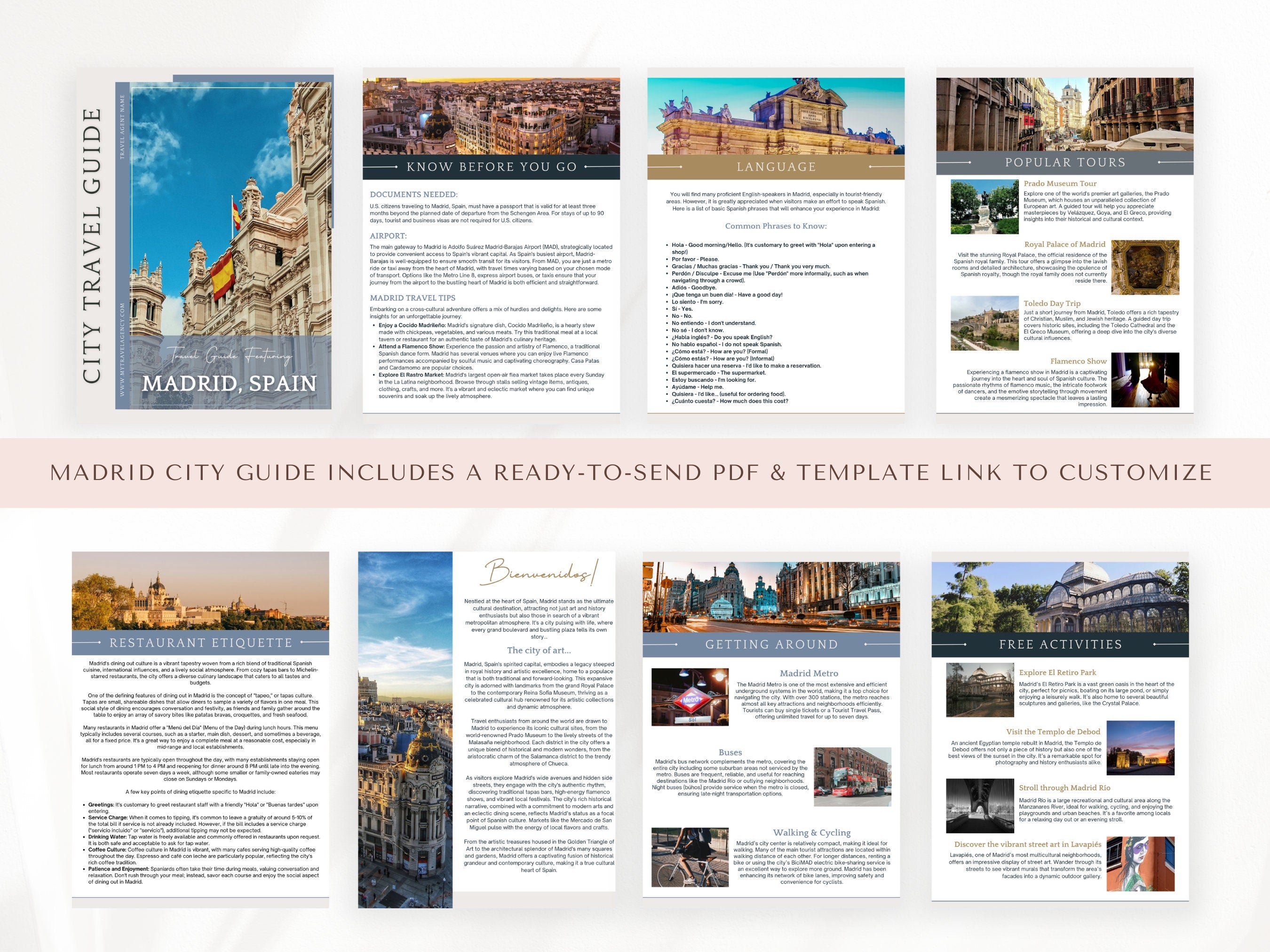 Spain City Guide Bundle, Travel Agent Template, Spain Travel Guides