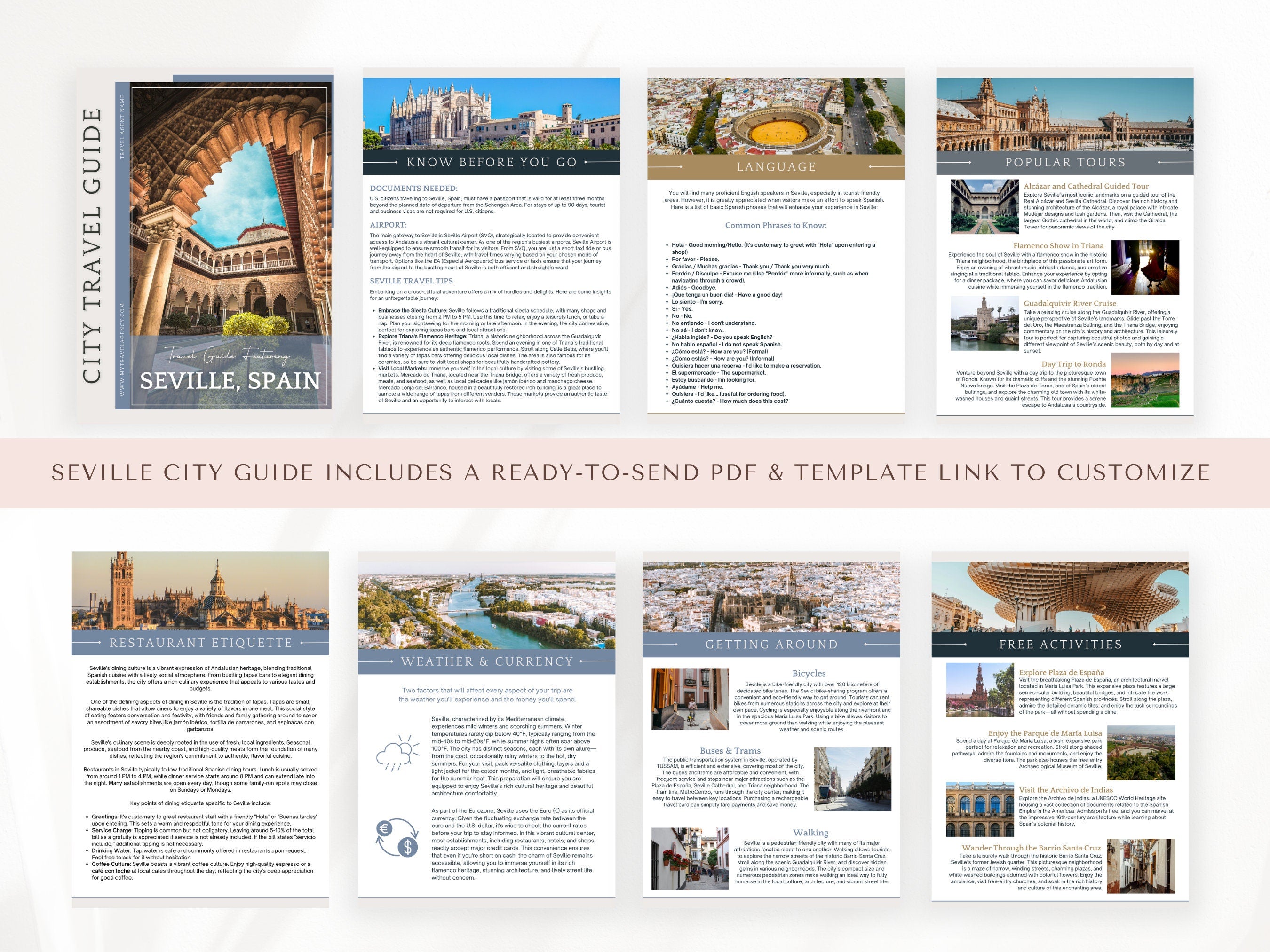 Spain City Guide Bundle, Travel Agent Template, Spain Travel Guides