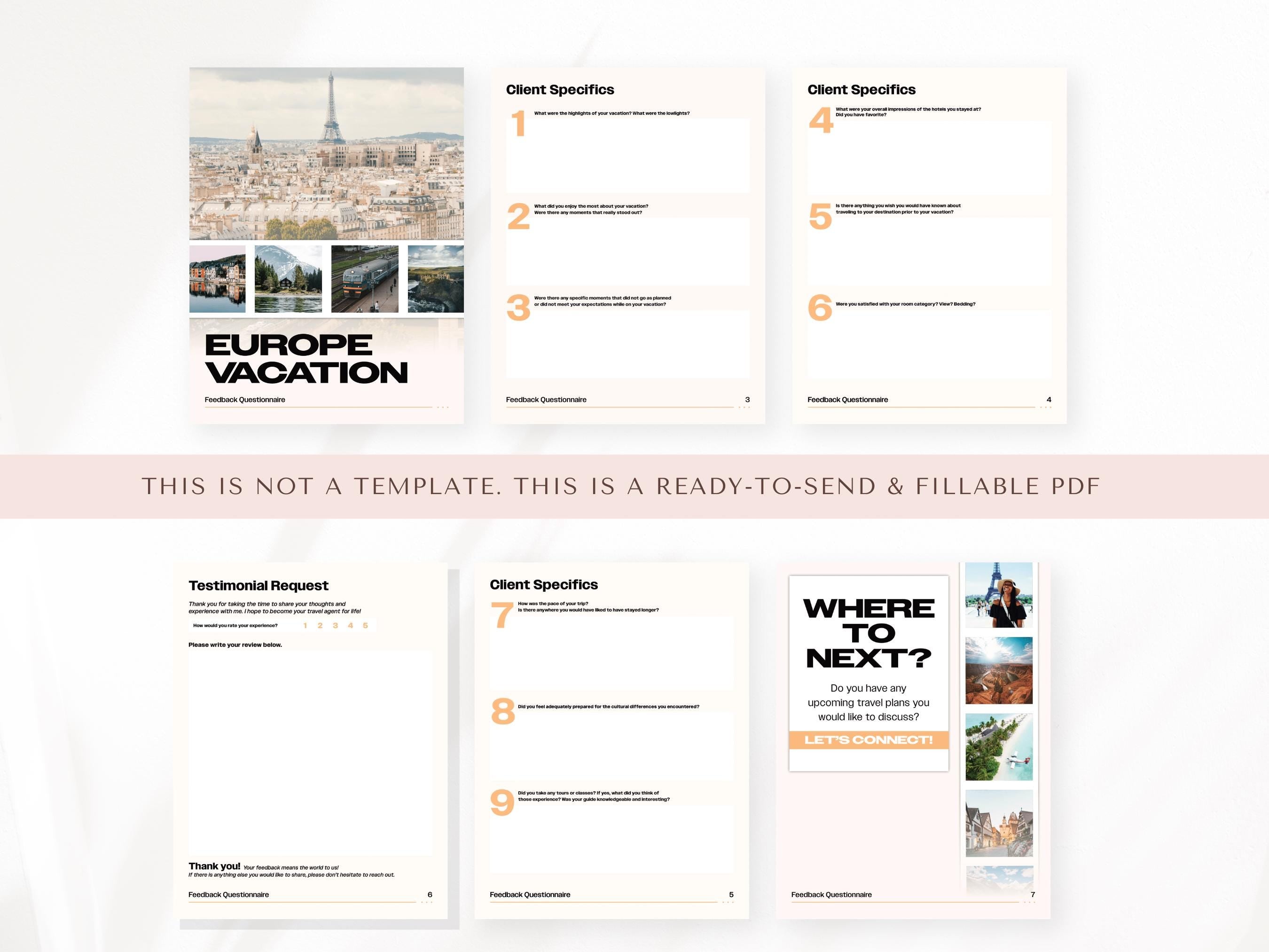 European Vacation Forms Bundle, Travel Agent Forms
