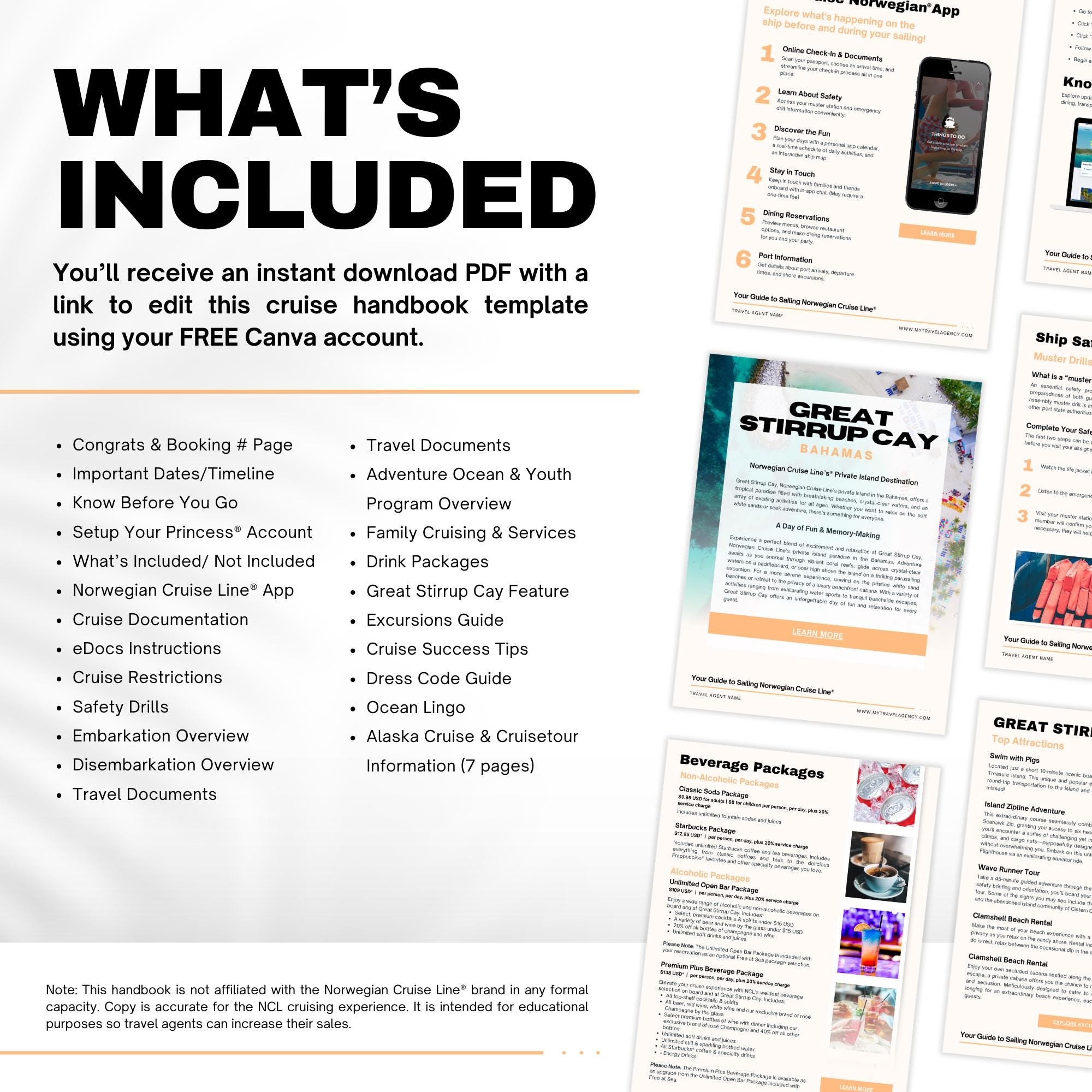 NCL Client Cruise Handbook Template - Travel Agent Resource