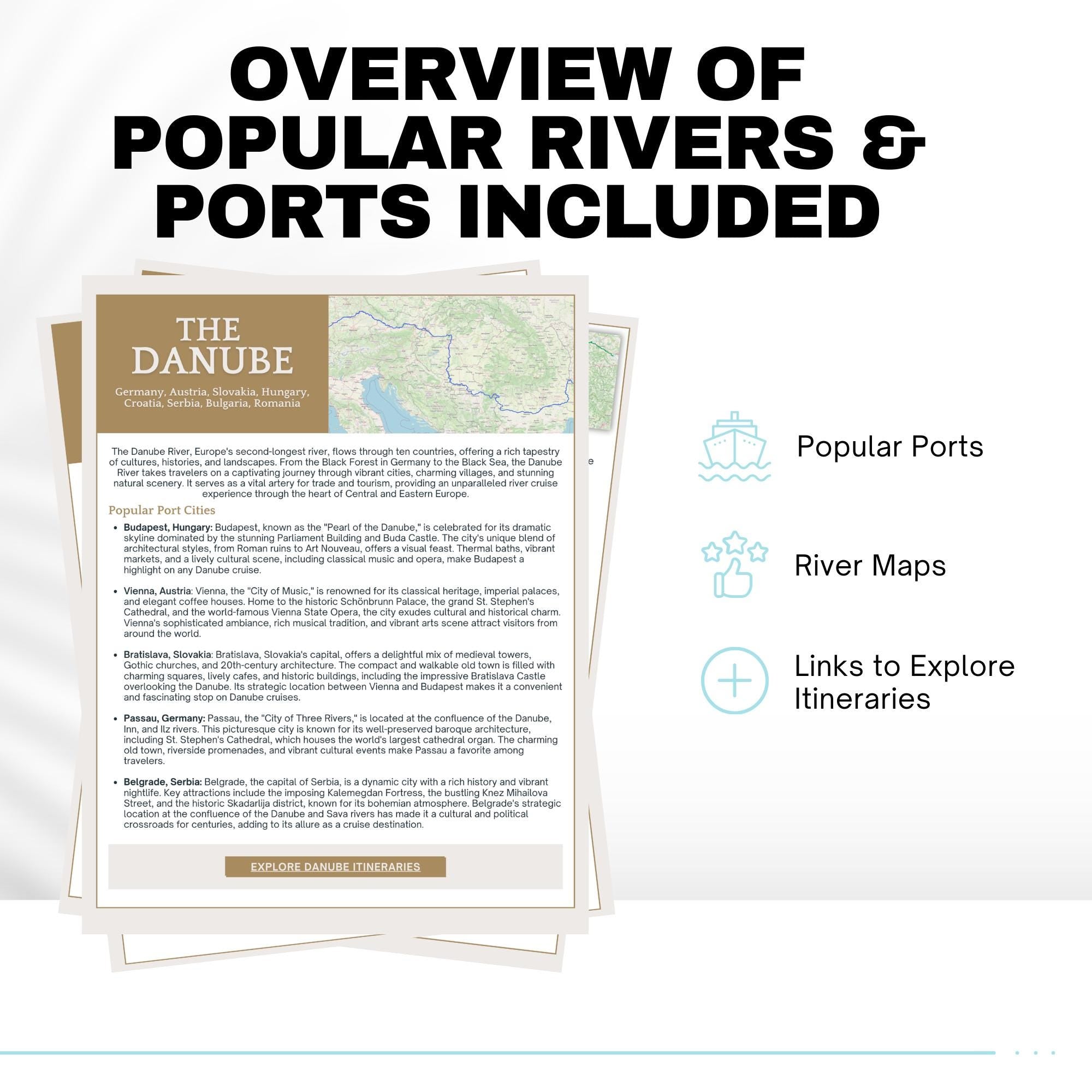 River Cruise Handbook BUNDLE, Travel Agent Canva Templates, Theme Park Guides