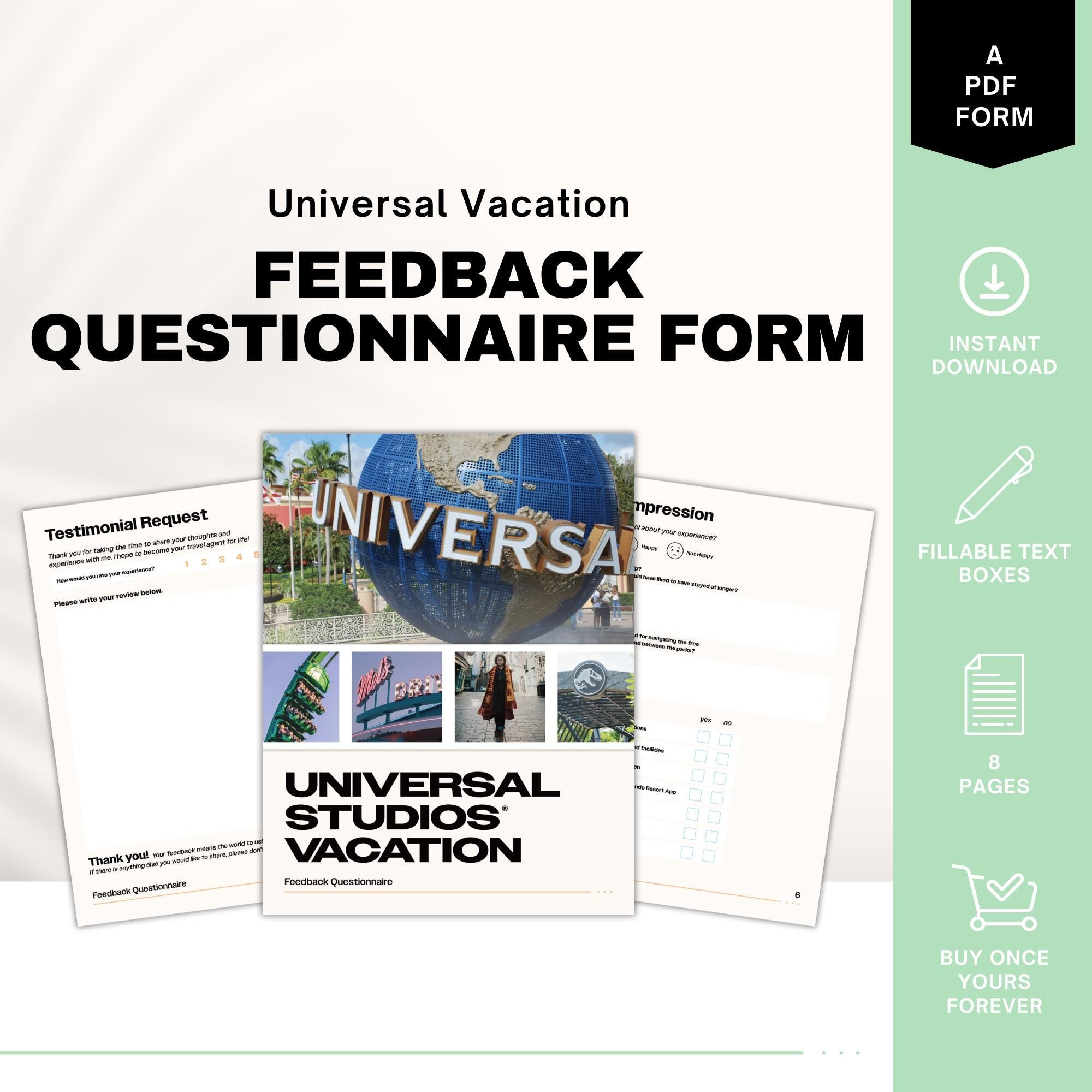 Universal Feedback Form, Travel Agent Forms