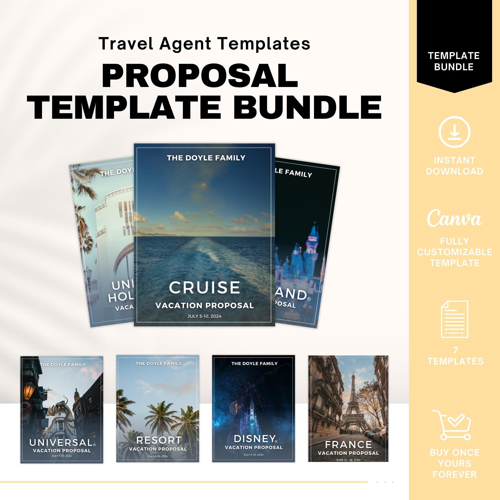 Professional Travel Agent Proposal Templates - 7 Bundle Pack