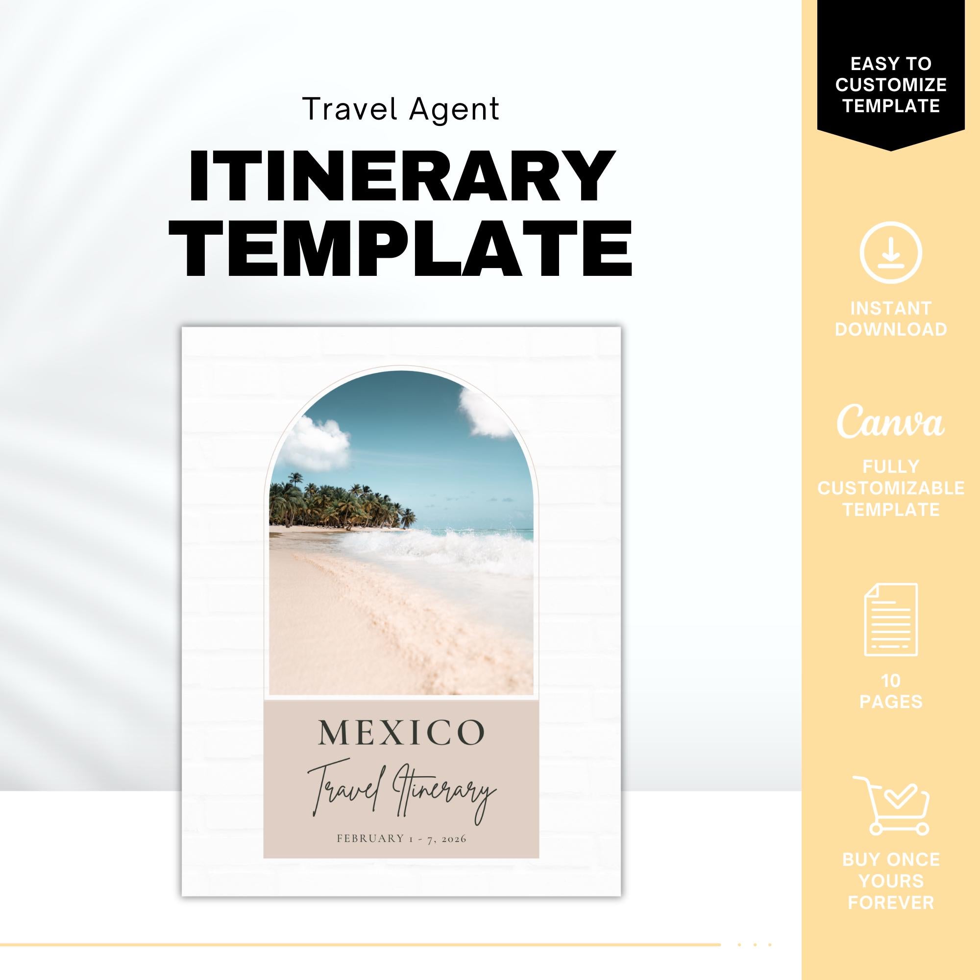 Travel Agent Client Itinerary Template, Travel Itinerary Template