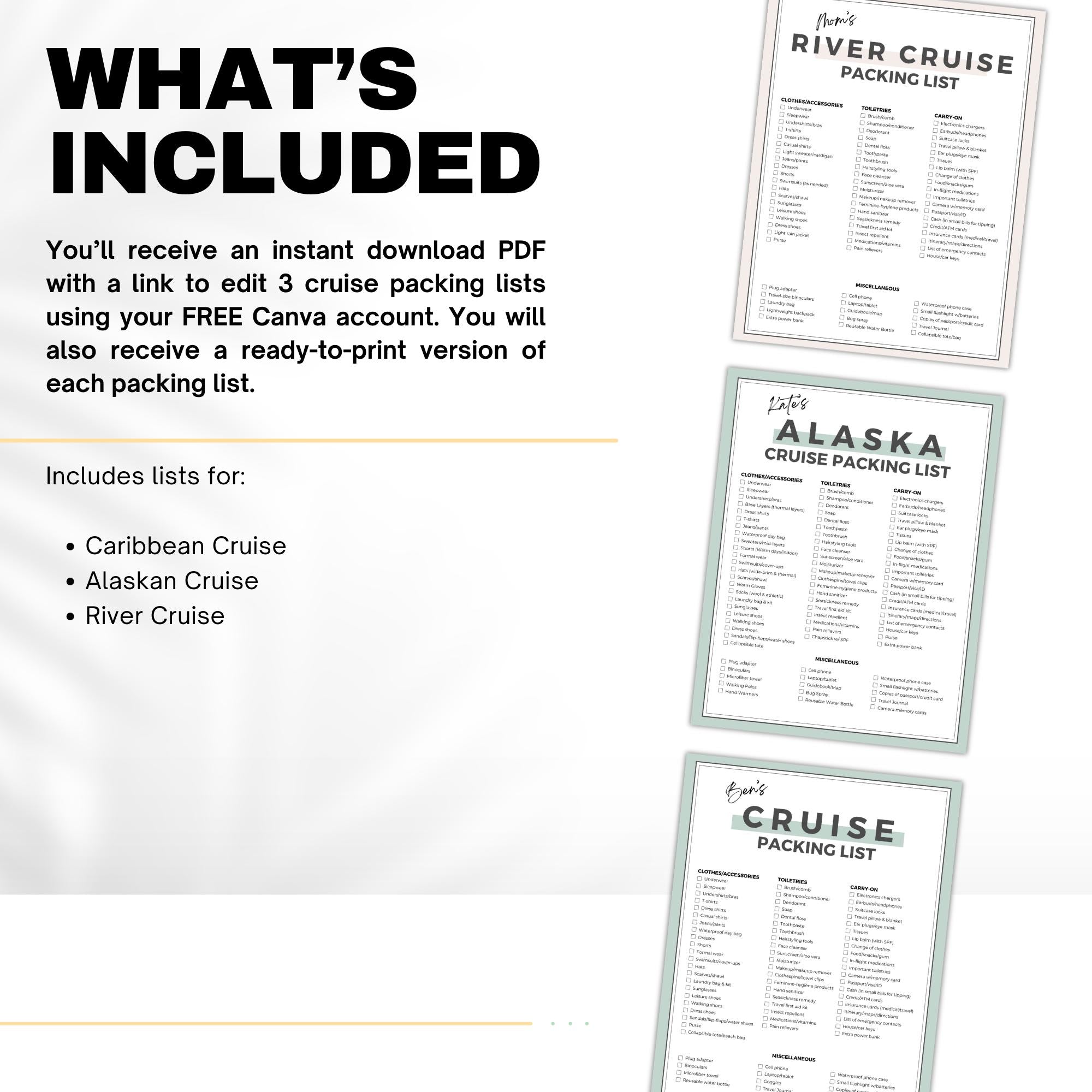 Cruise Packing List, Alaska Cruise Packing List, River Cruise Packing List