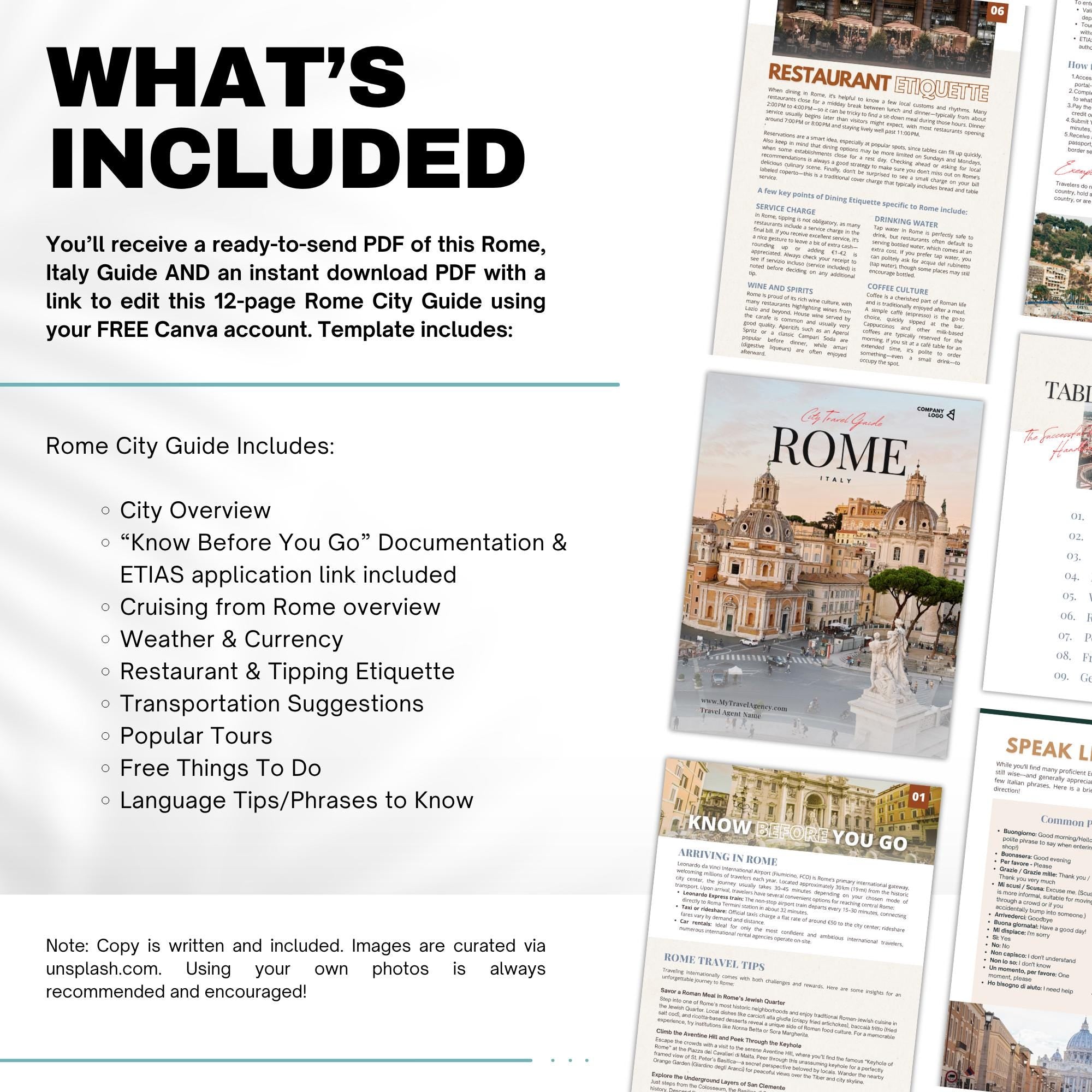 Rome Travel Agent City Guide | Professional Template