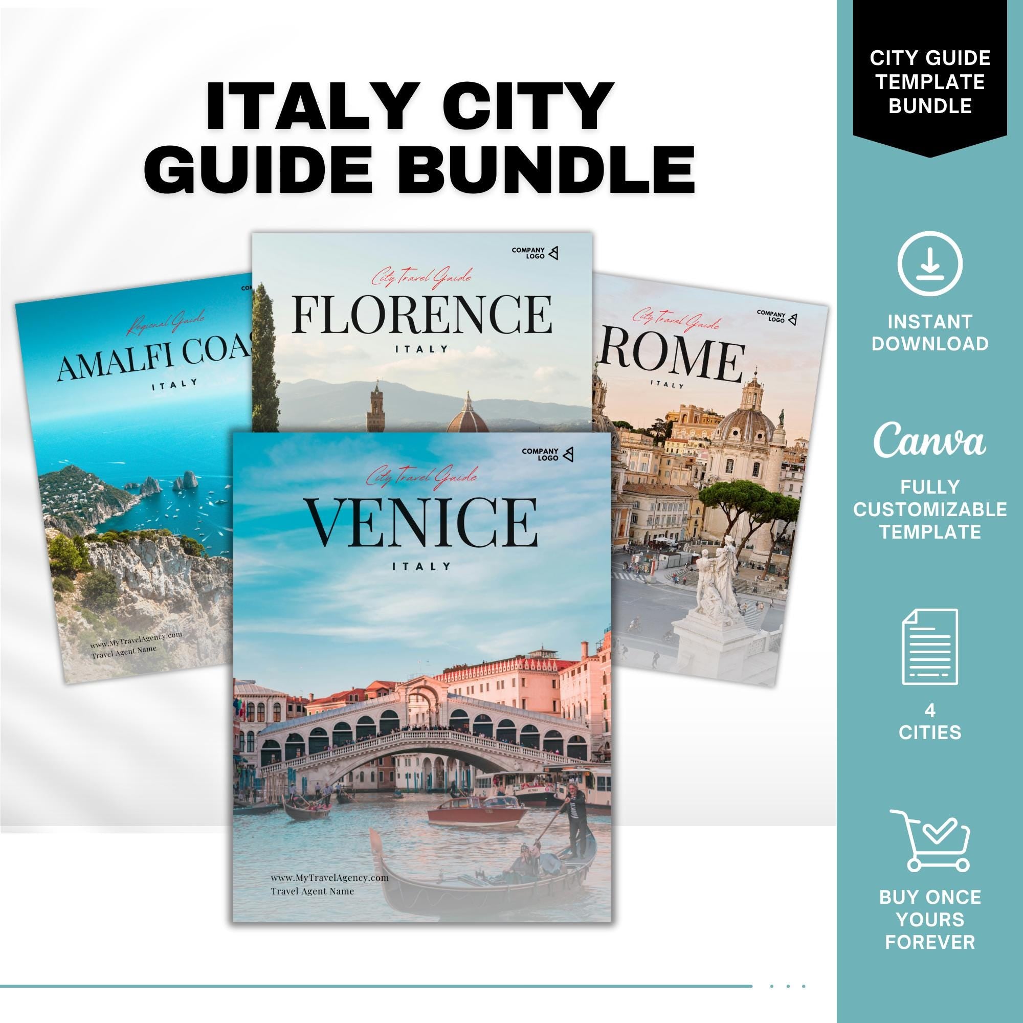 Professional Italy City Guide Bundle | 4 Cities Travel Planner