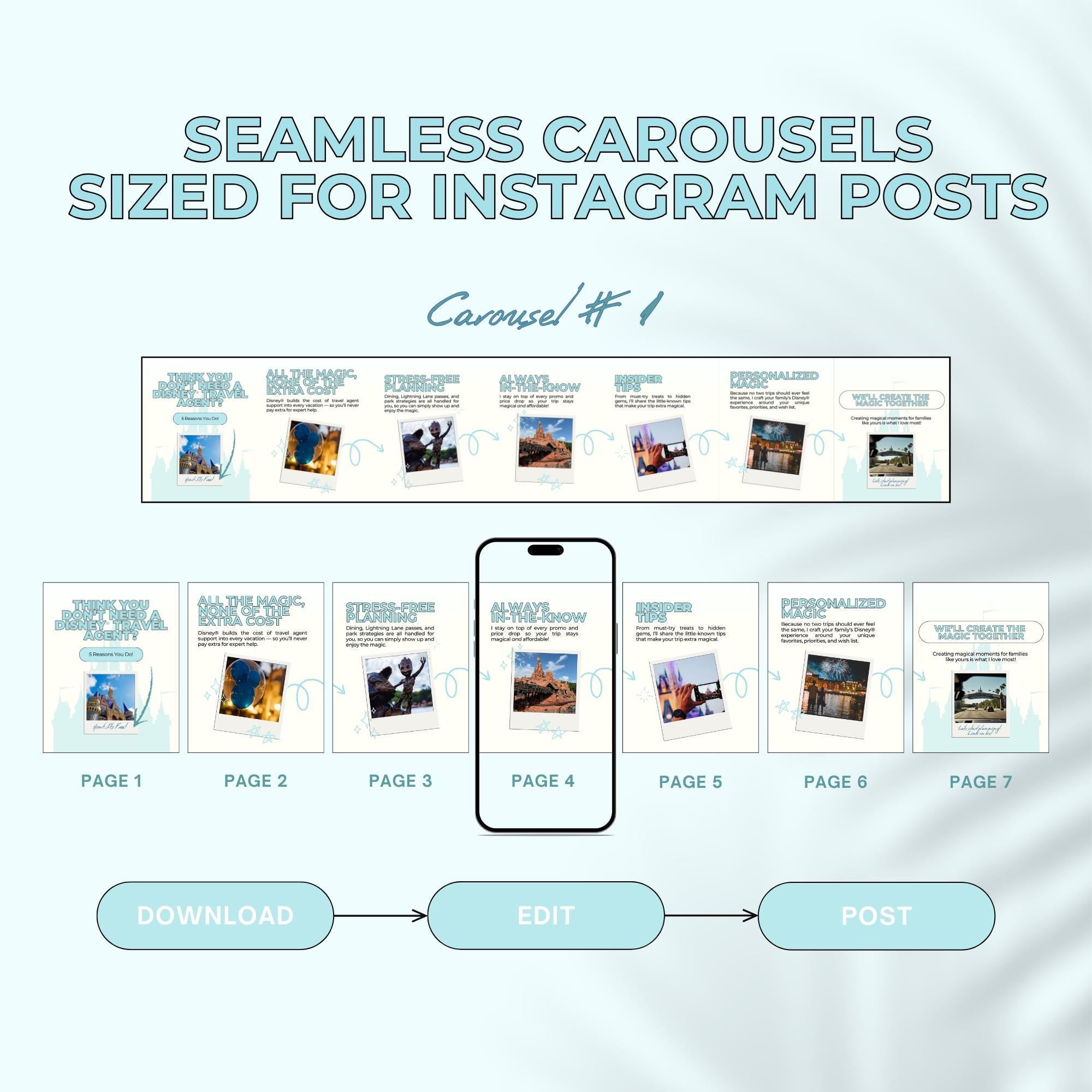 Travel Agent Carousel Templates: Travel Agent Social Media (Canva Editable)