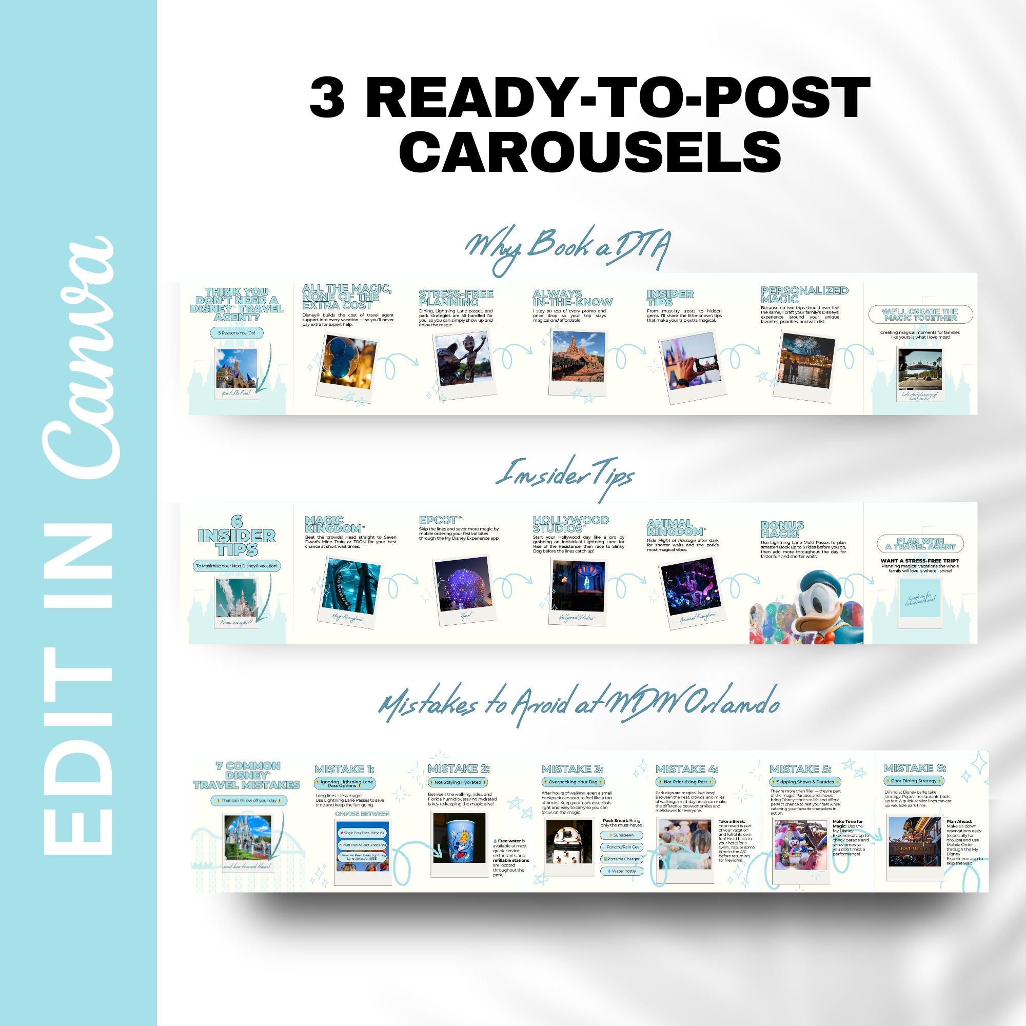 Travel Agent Carousel Templates: Travel Agent Social Media (Canva Editable)