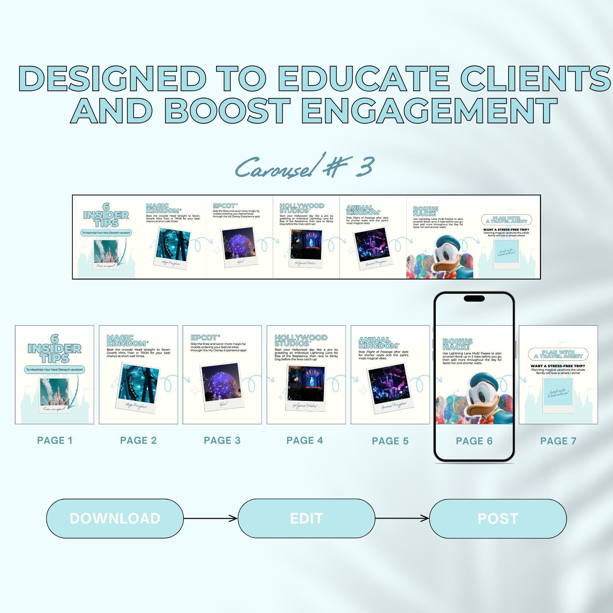 Travel Agent Carousel Templates: Travel Agent Social Media (Canva Editable)