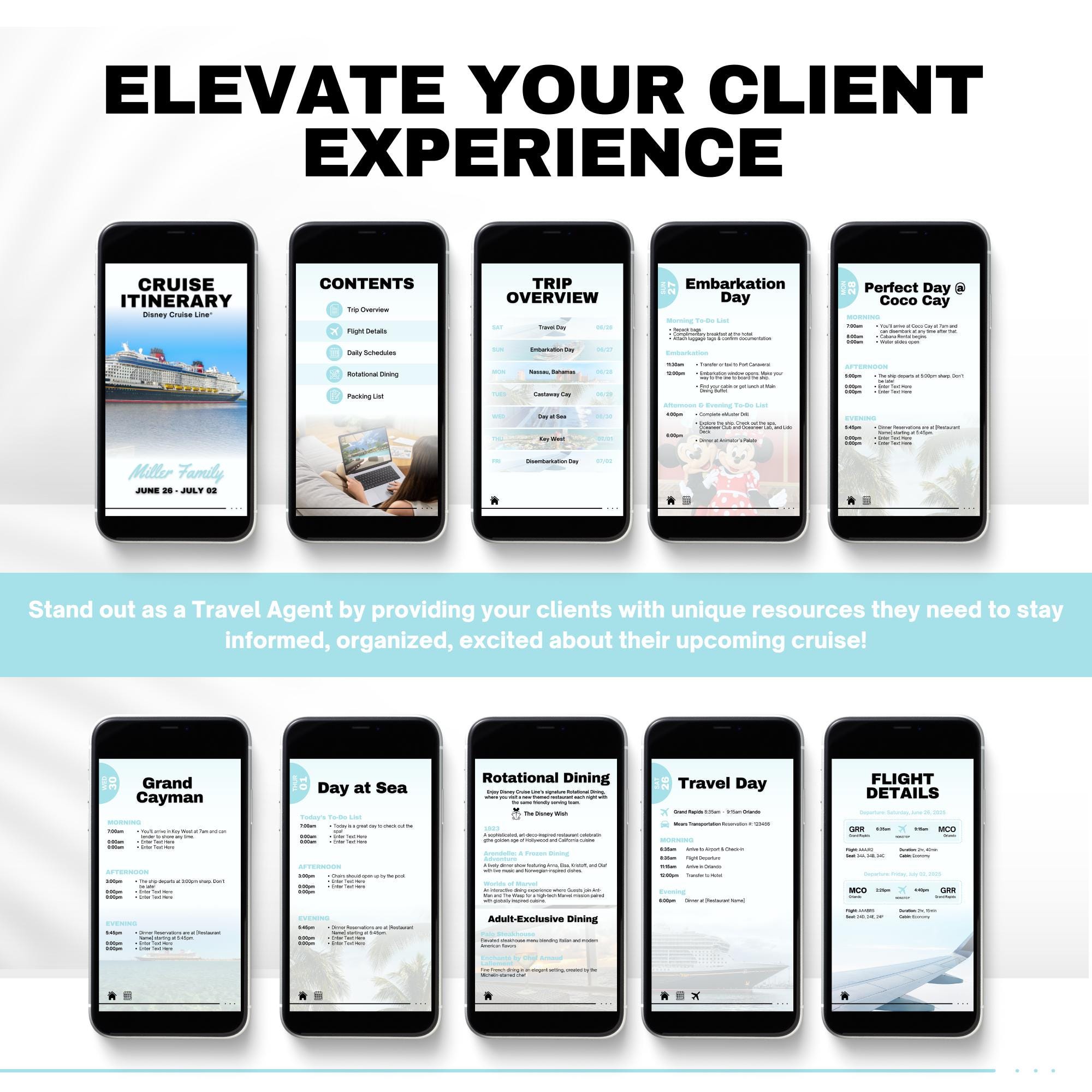 DCL Cruise Mobile Travel Itinerary, DIY Travel Itinerary