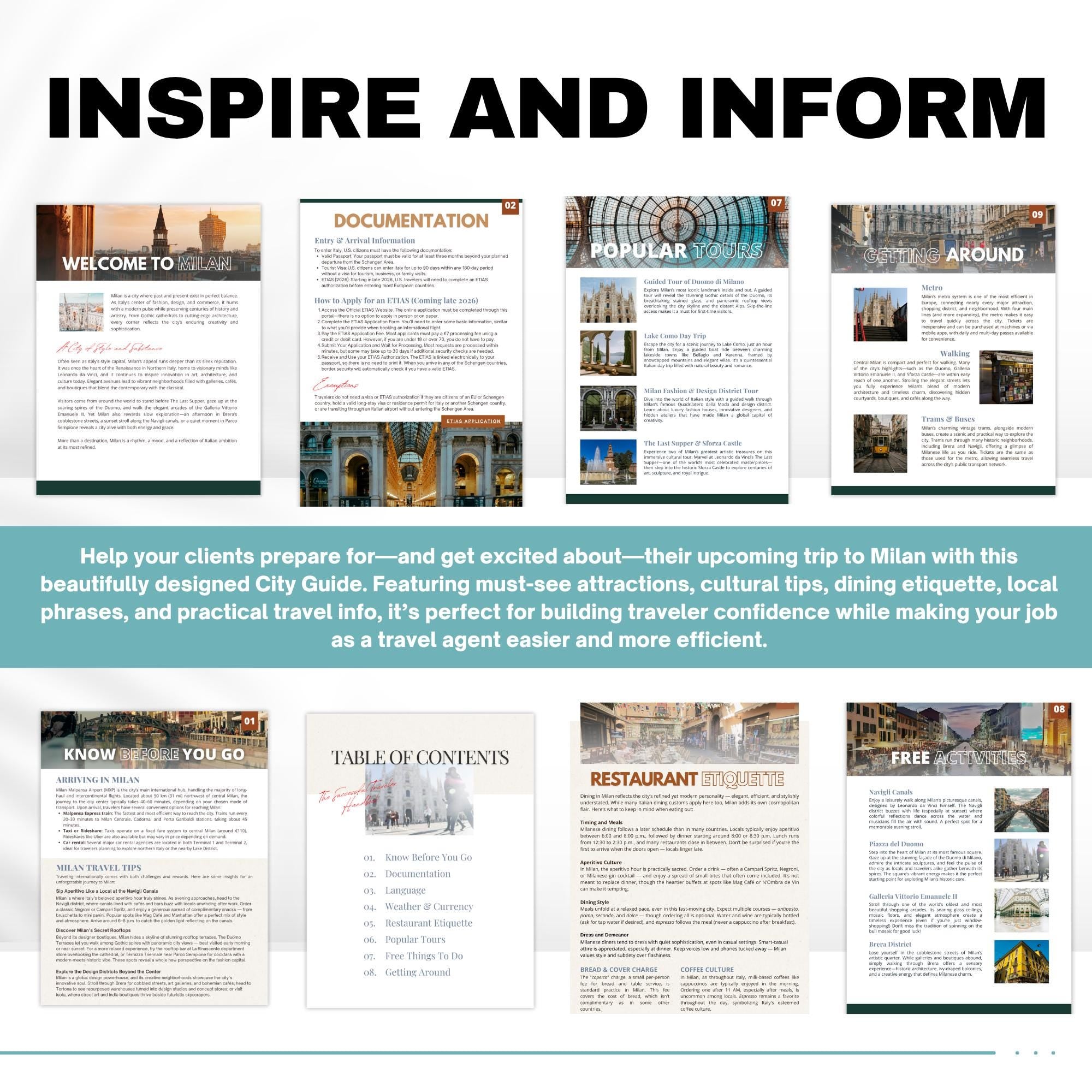 Milan Italy City Guide, Travel Agent Template, Italy Travel Guide