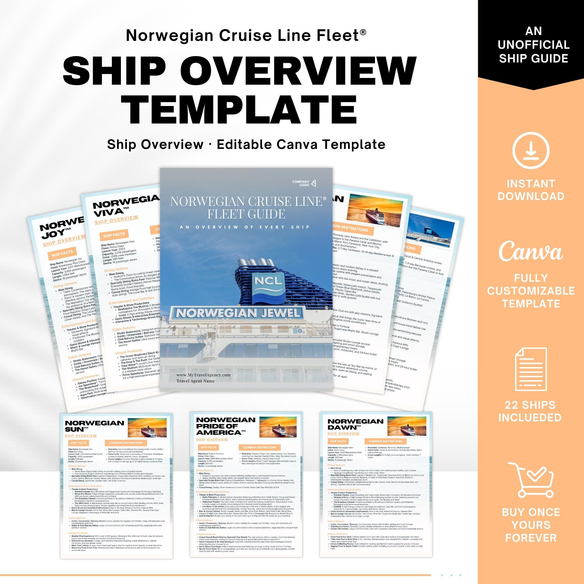 NCL Cruise Ship Guide, Travel Agent Template