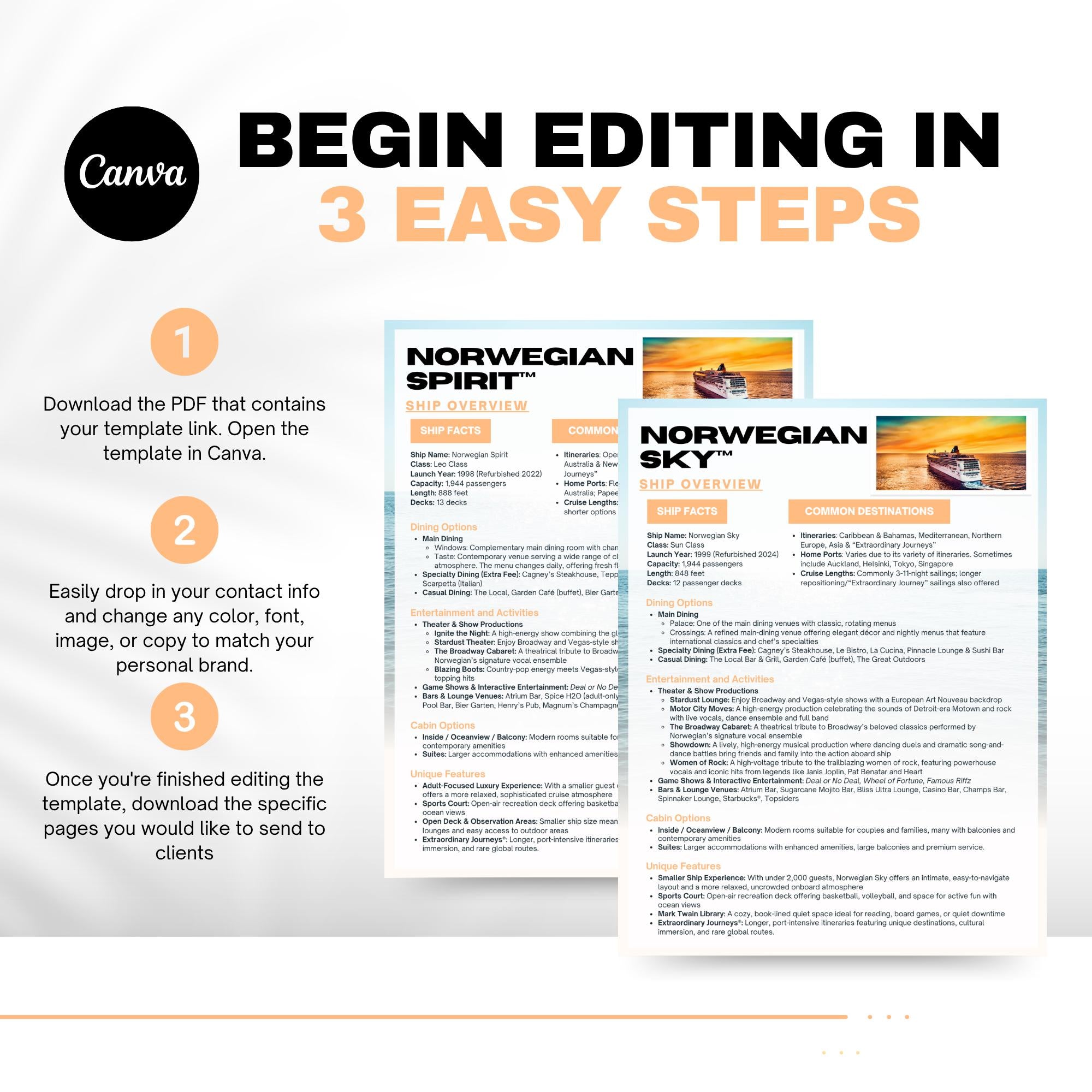 NCL Cruise Ship Guide, Travel Agent Template