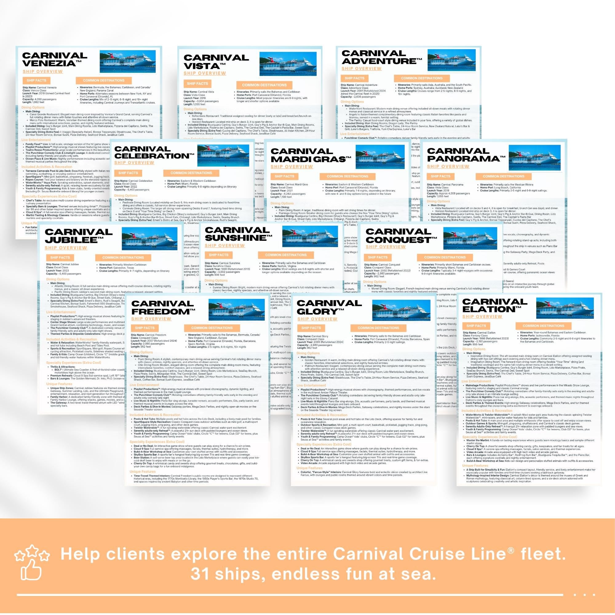Carnival Cruise Ship Guide, Travel Agent Template
