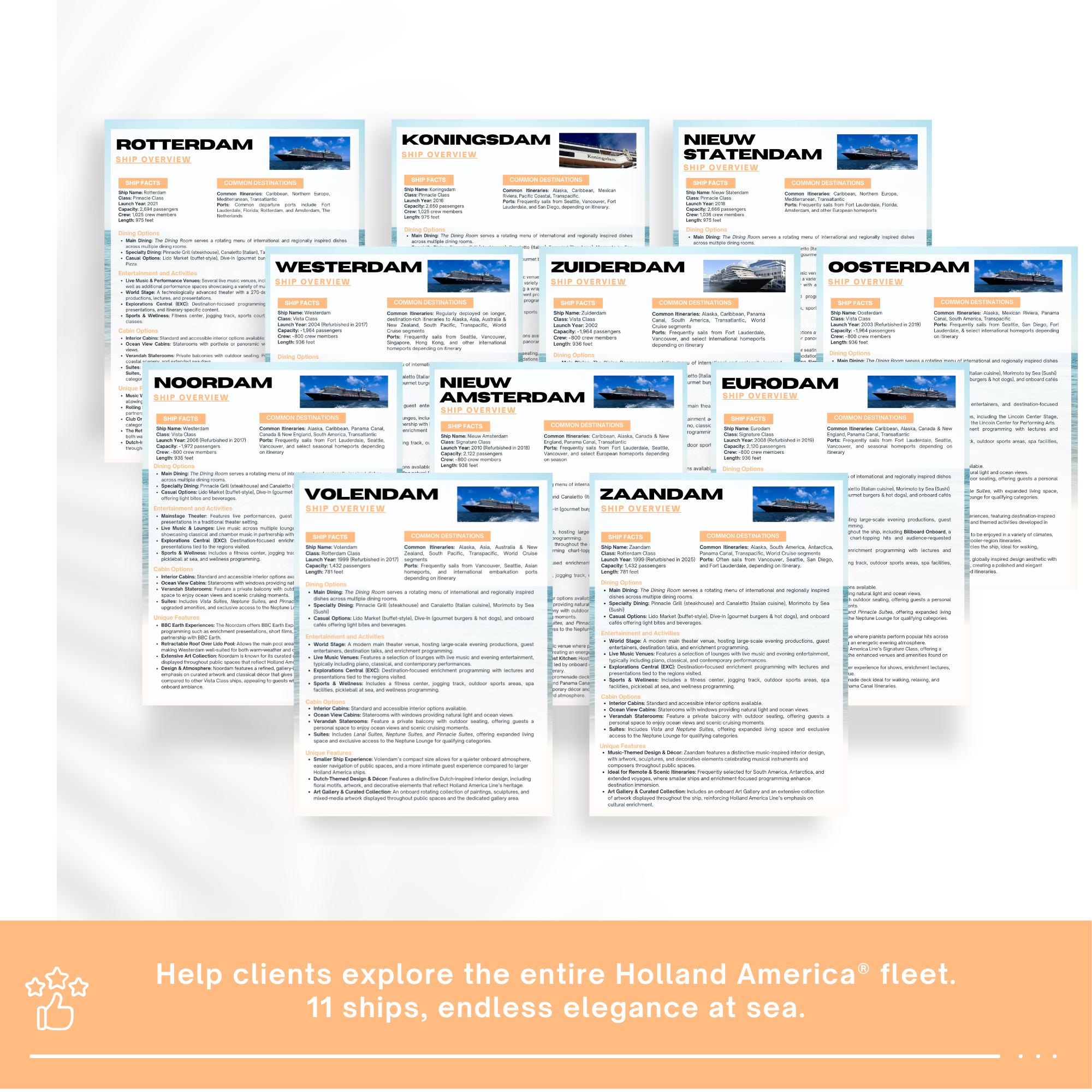 Unofficial Holland America Cruise Ship Guide, Travel Agent Template