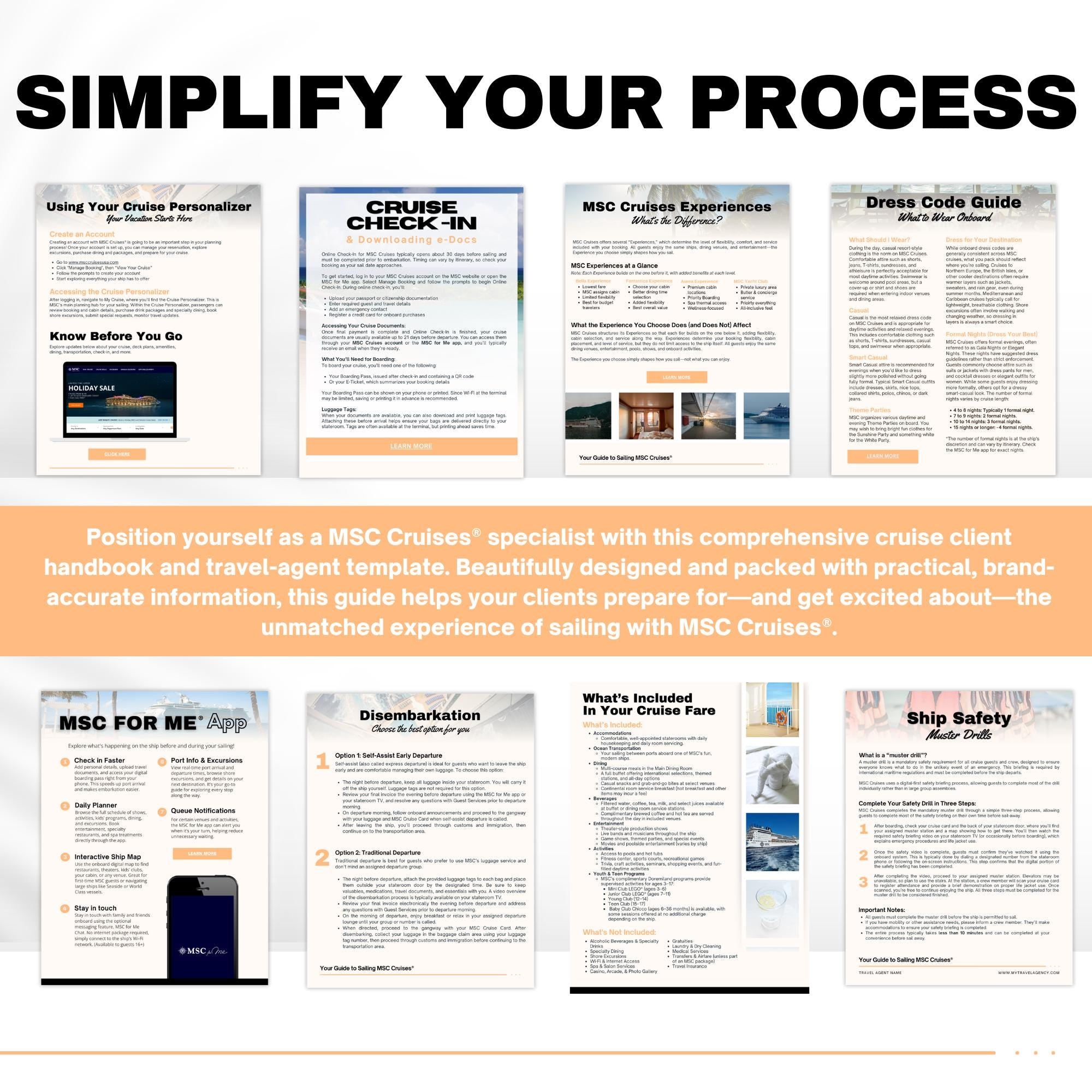 MSC Cruise Client Handbook - 25pg Travel Agent Template