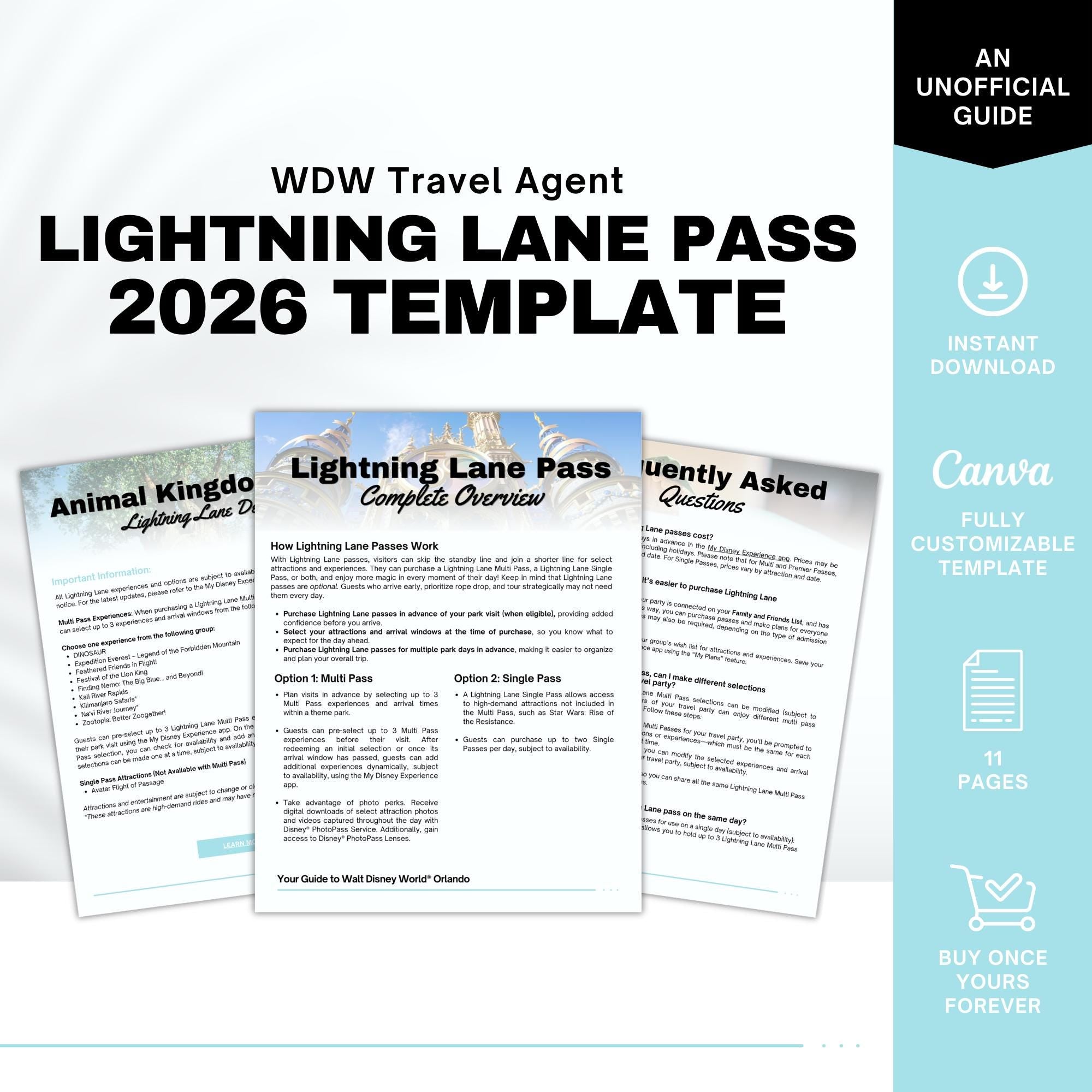 Disney World Lightning Lane Guide - Travel Agent Template
