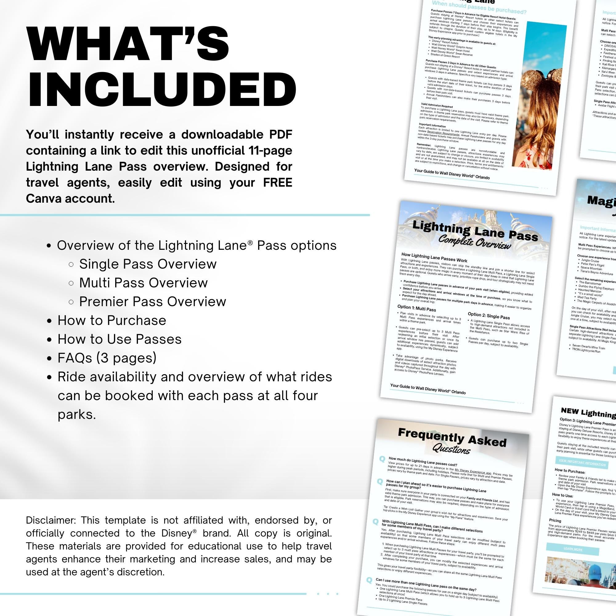 Disney World Lightning Lane Guide - Travel Agent Template