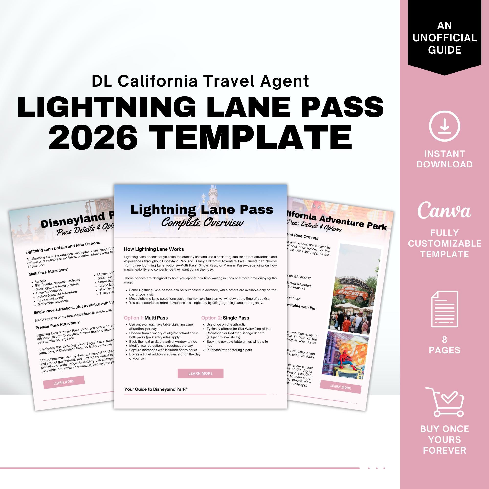 Disneyland Lightning Lane Guide - Travel Agent Template