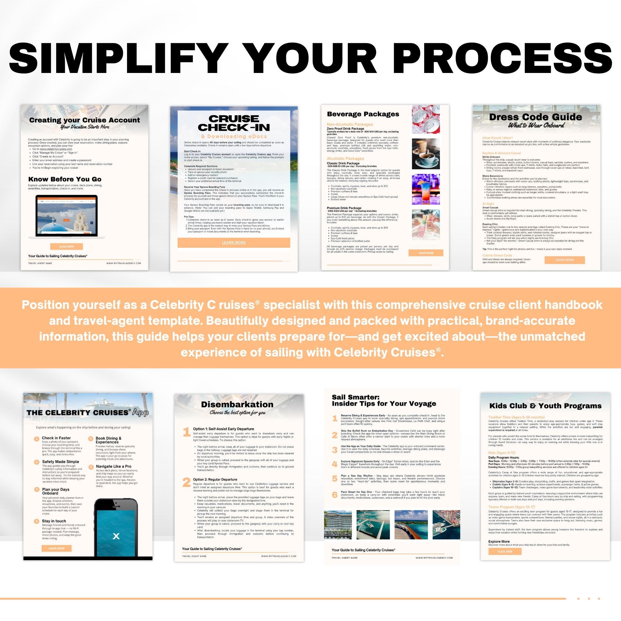 Celebrity Cruise Client Guide - 31-Page Travel Agent Template