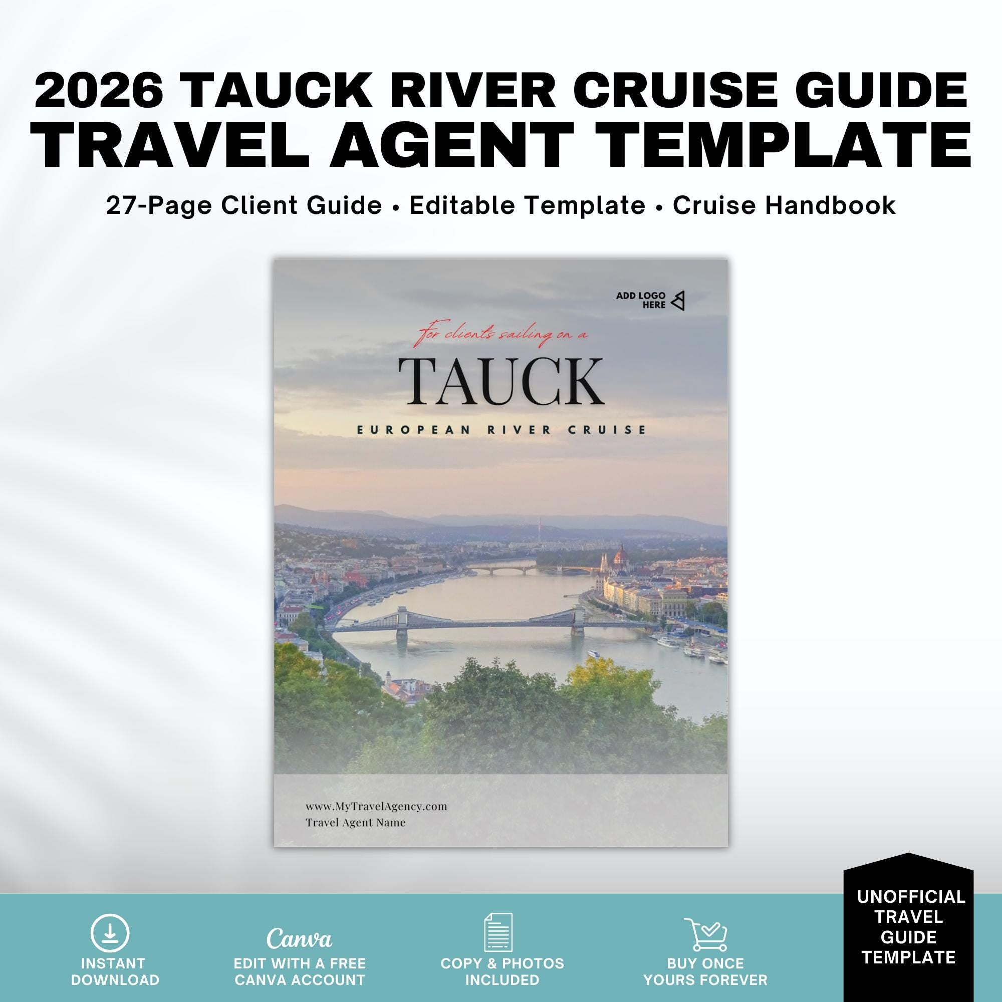 River Cruise Client Guide Template for Tauck Cruises | Travel Agent Canva Template | Editable Welcome Packet | Cruise Handbook