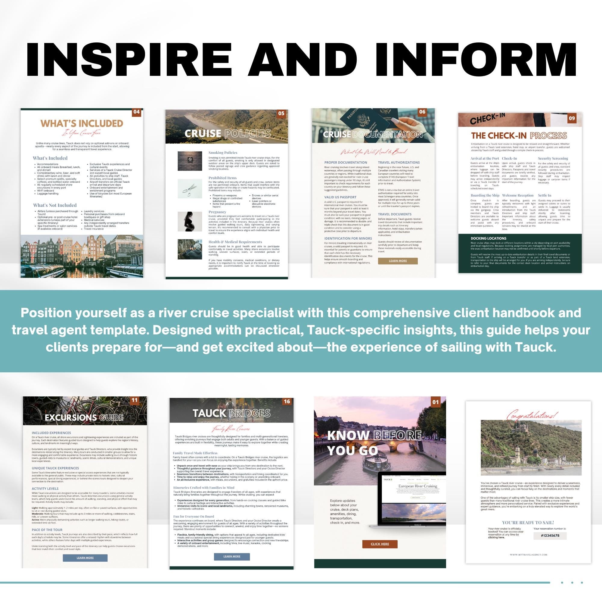River Cruise Client Guide Template for Tauck Cruises | Travel Agent Canva Template | Editable Welcome Packet | Cruise Handbook