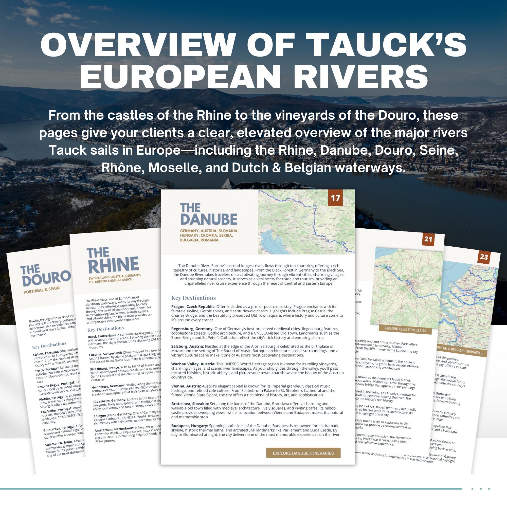 River Cruise Client Guide Template for Tauck Cruises | Travel Agent Canva Template | Editable Welcome Packet | Cruise Handbook
