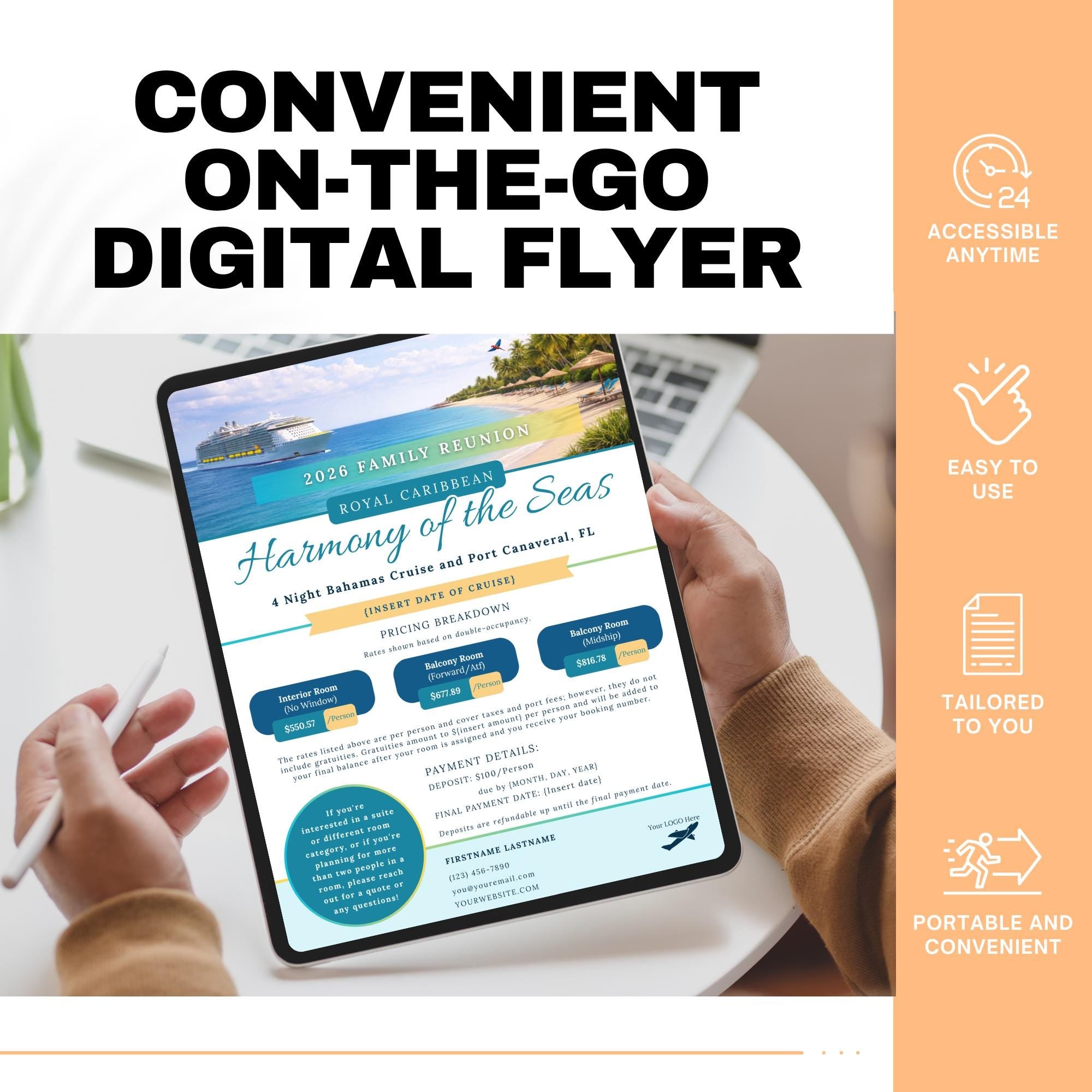 Group Cruise Promotional Flyer Template | Canva Editable Travel Agent Marketing Template