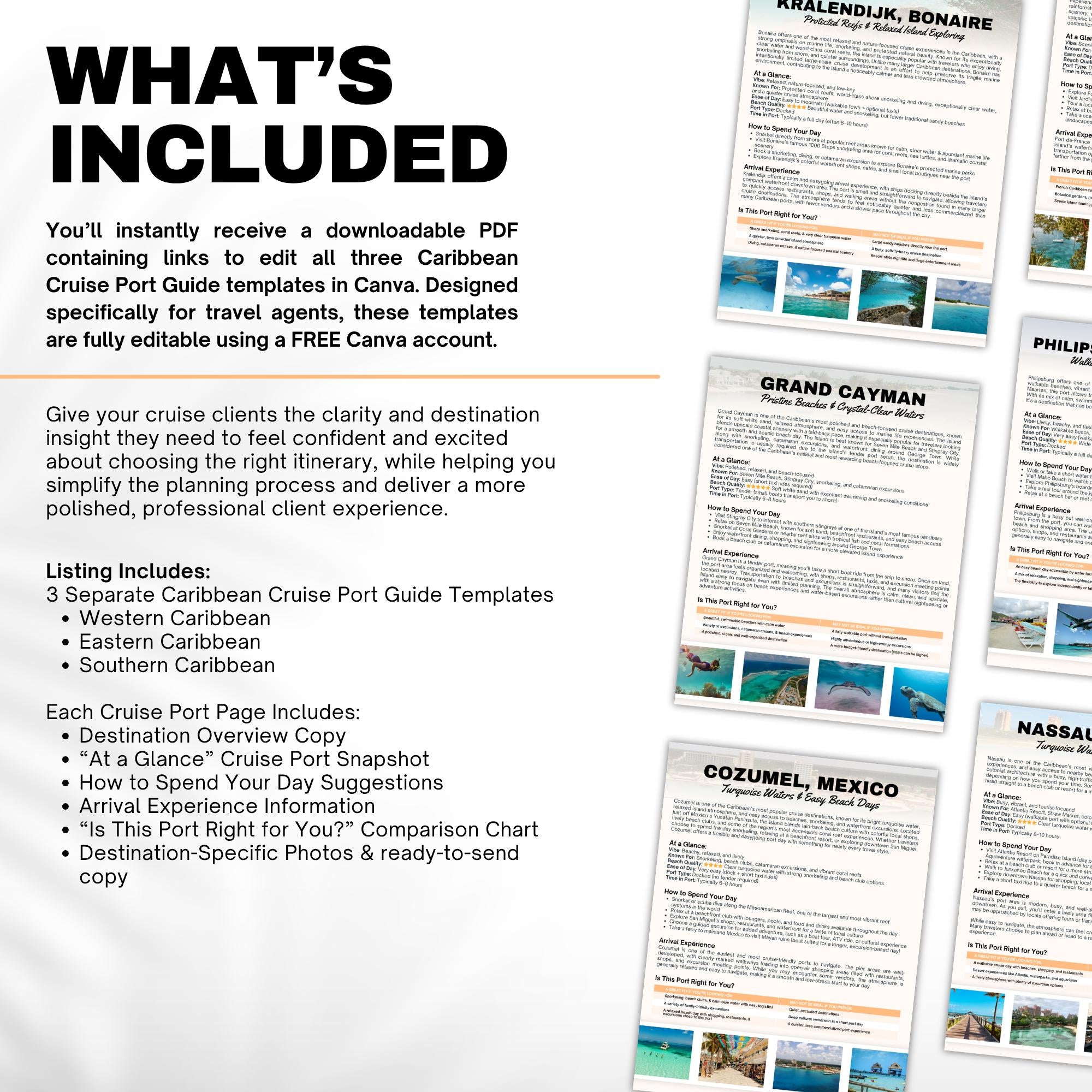 Caribbean Cruise Port Guide Bundle for Travel Agents | 25 Cruise Destinations | Western, Eastern & Southern Caribbean