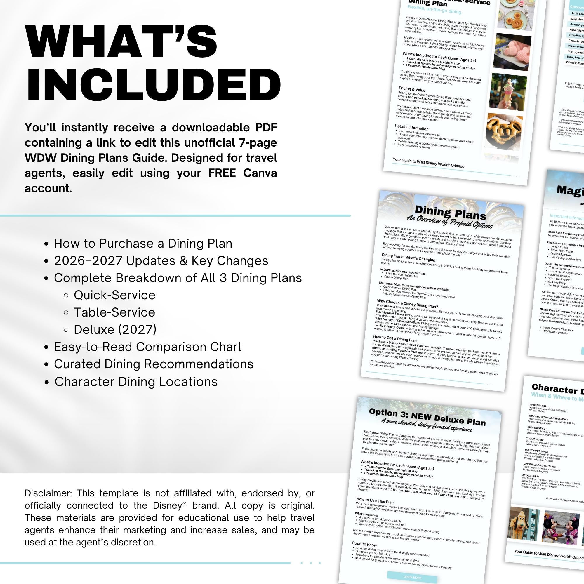 Walt Disney World Dining Plan Guide for Travel Agents