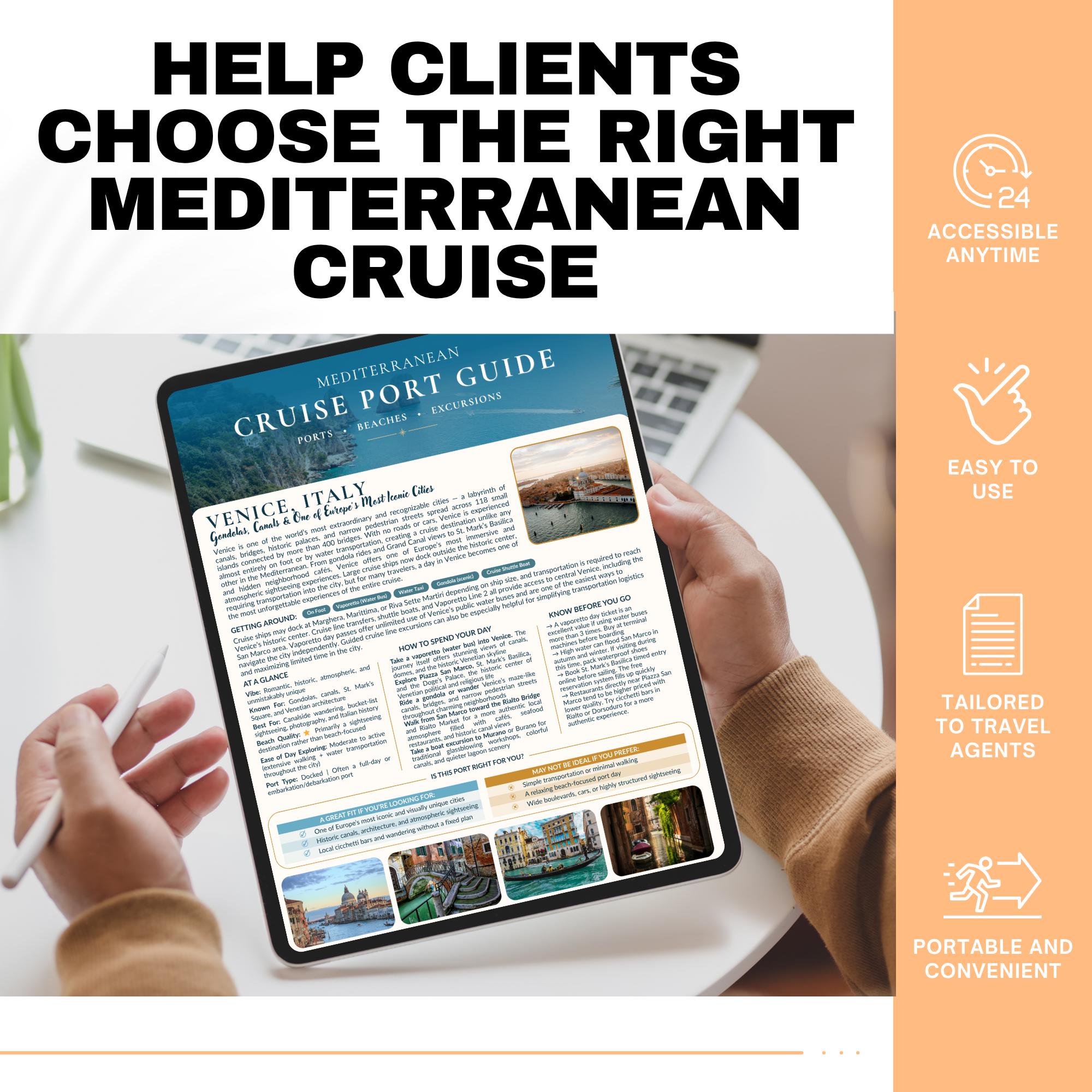 Mediterranean Cruise Port Guide Bundle | Editable Canva Template for Travel Agents | 25 Cruise Ports