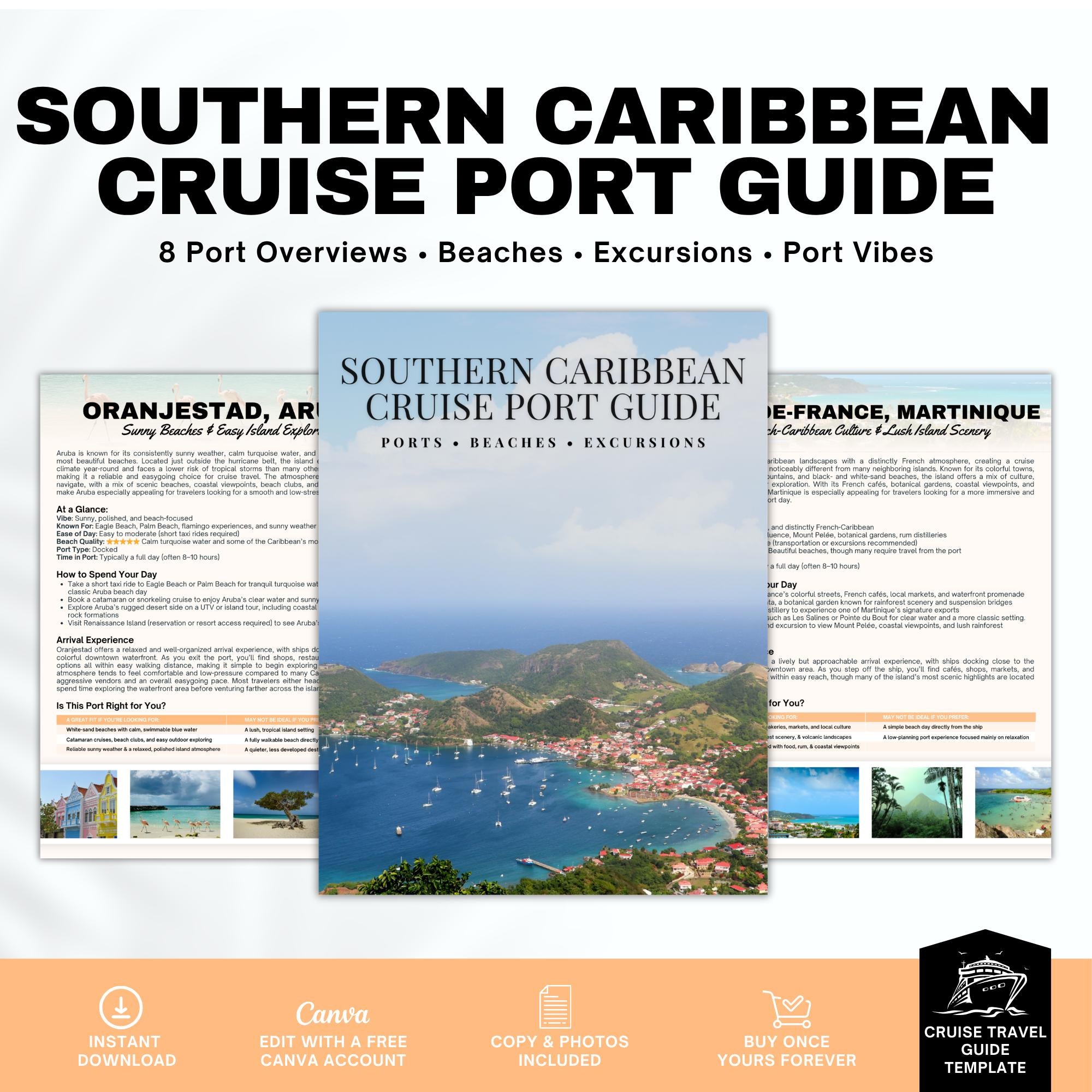 Southern Caribbean Cruise Port Guide Bundle for Travel Agents | 8 Cruise Destinations | Southern Caribbean Cruise Guide