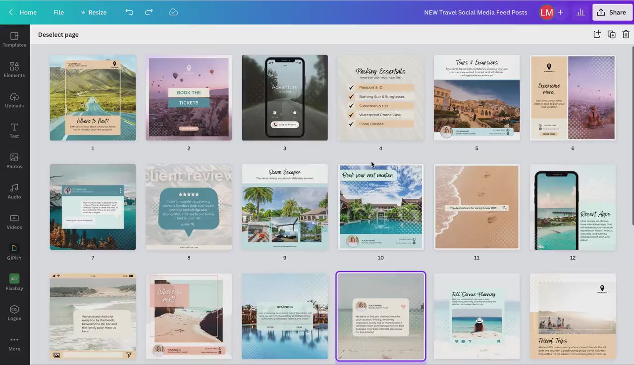Travel Agent Social Media Posts, Travel Agent Stories, Travel Agent Template
