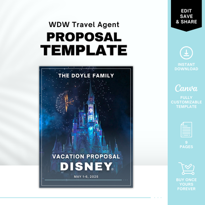 Disney World Travel Agent Proposal Template | 8-Page Canva