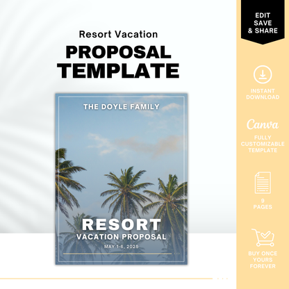 Modern Travel Agent Resort Proposal Template in Canva