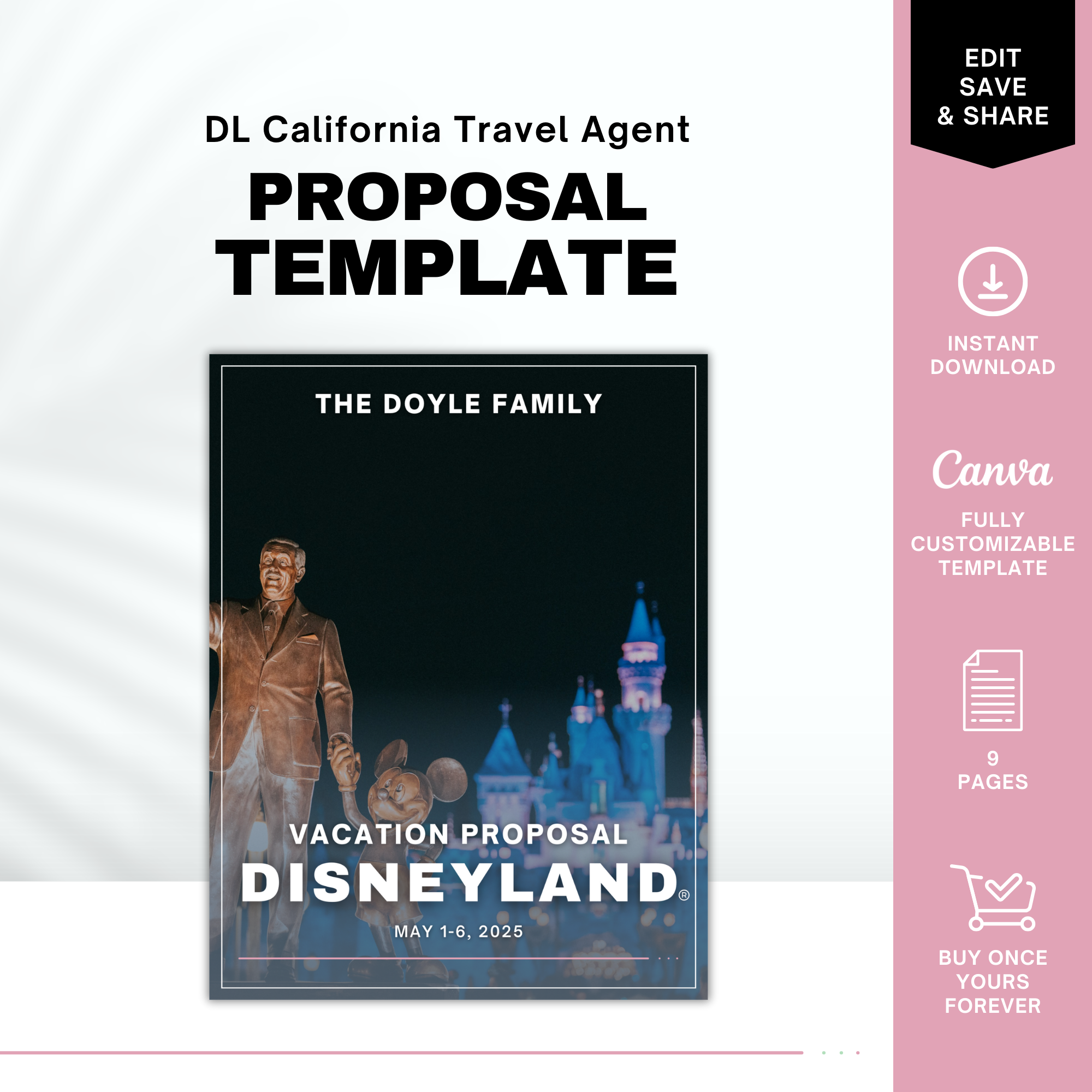 Simple California Travel Agent Proposal Template - Canva DL